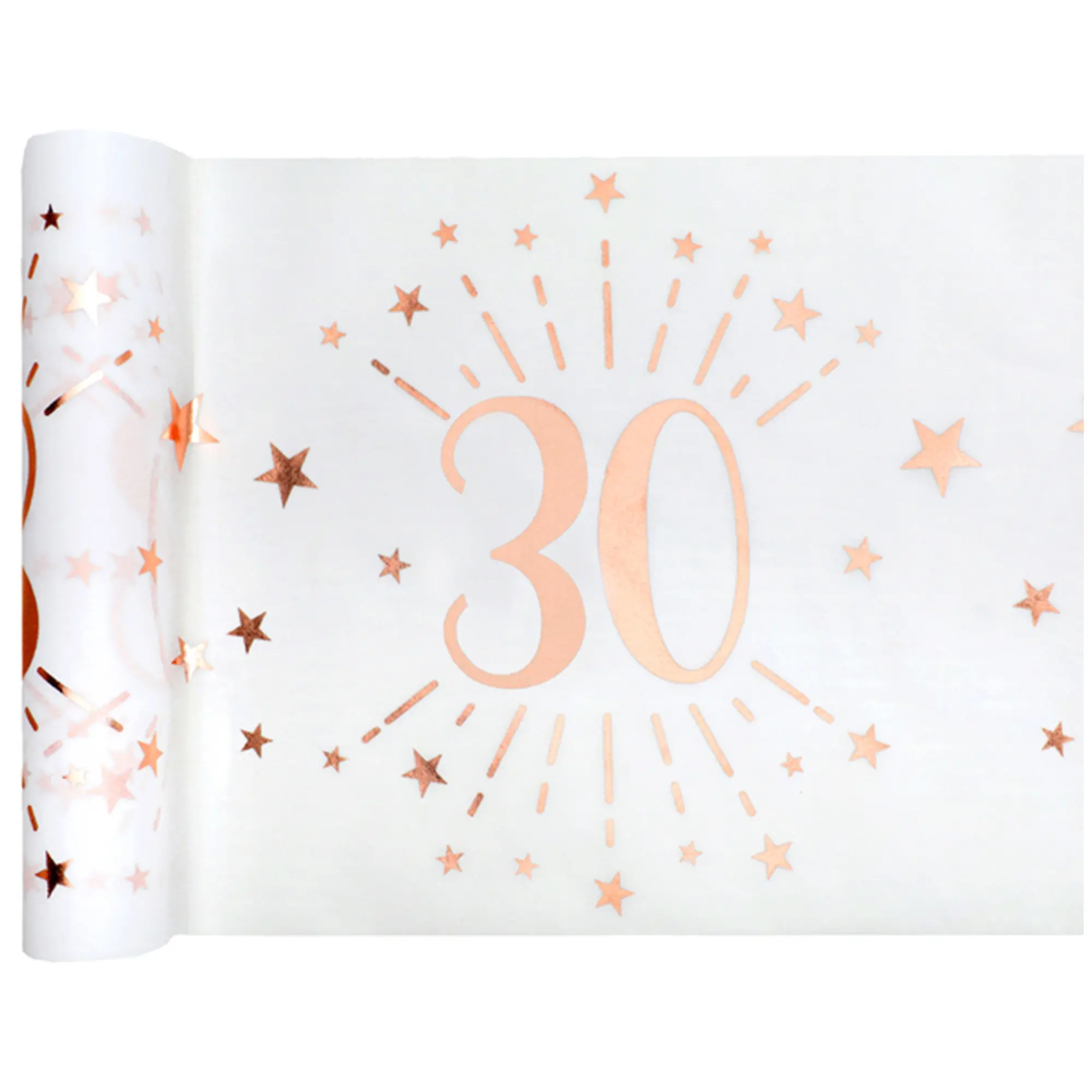 30. Geburtstag - Tischläufer, Weiß/Rosegold
