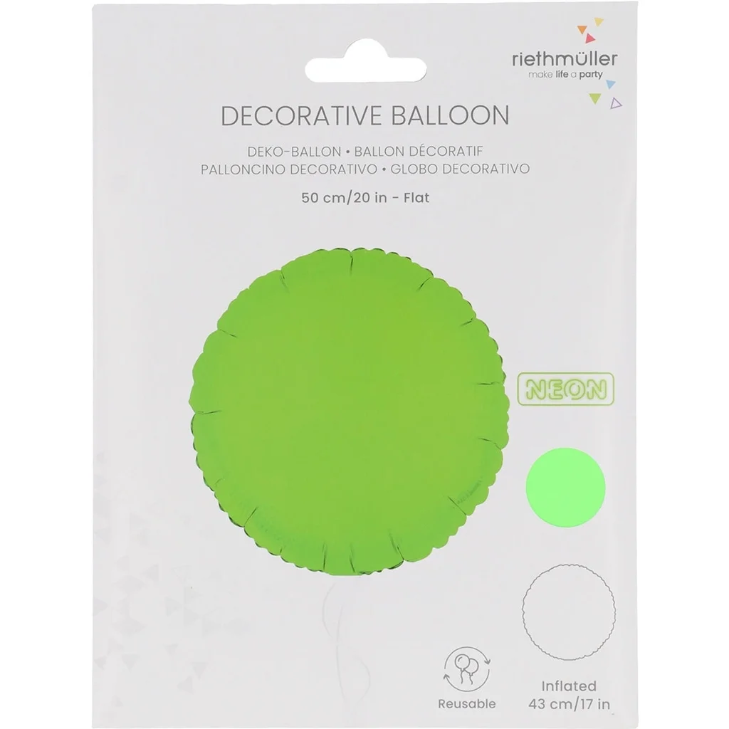 Folienballon Rund Neon Grün 45cm