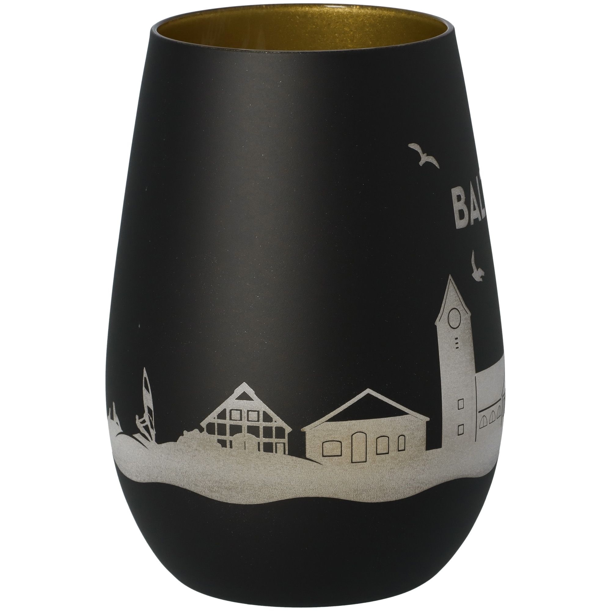 Windlicht Skyline Baltrum Schwarz/Gold Krug, Töpferei, Vase, Tasse