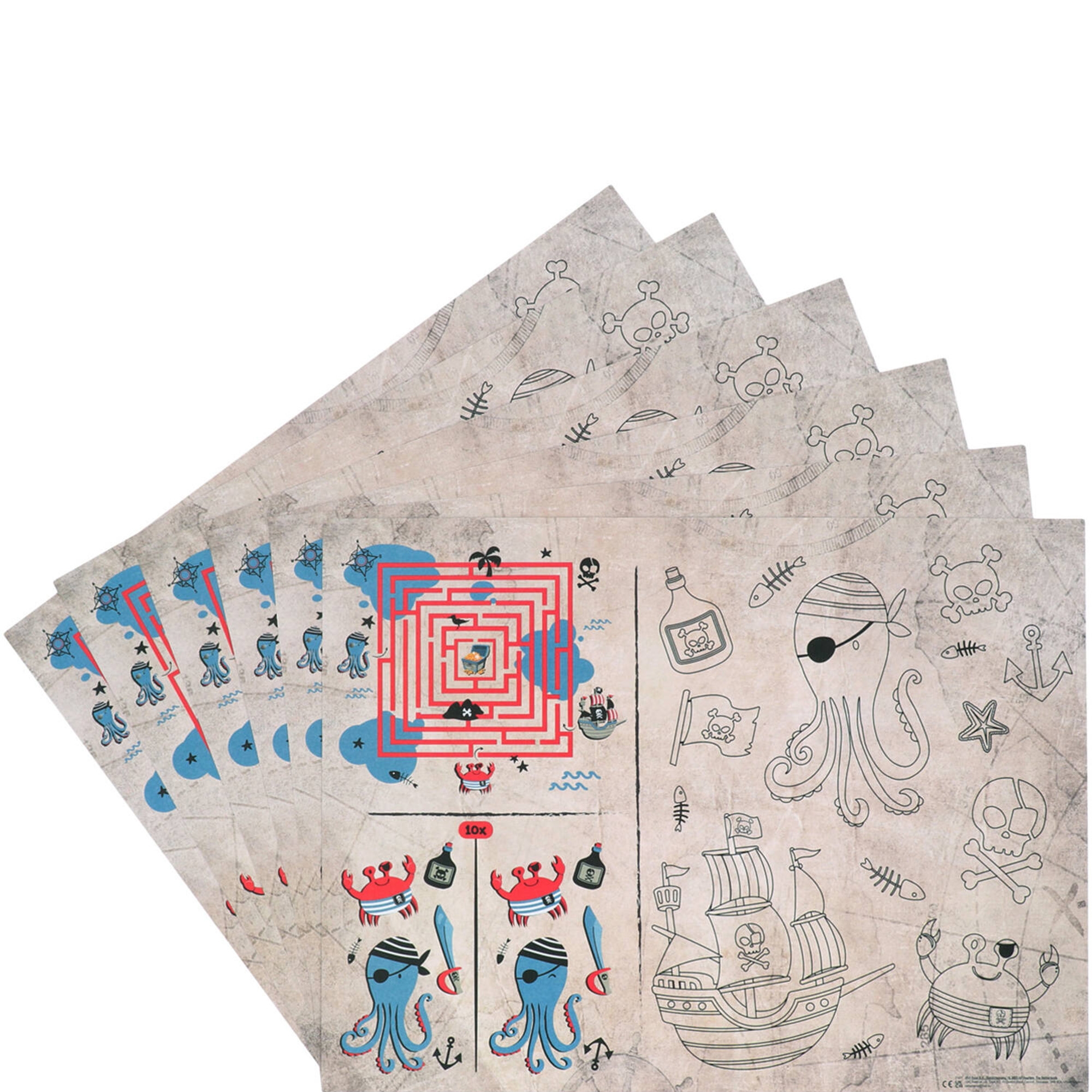 Tischsets zum Ausmalen "Piraten" 6 Stück Tischsets zum Ausmalen "Piraten" 6 Stück