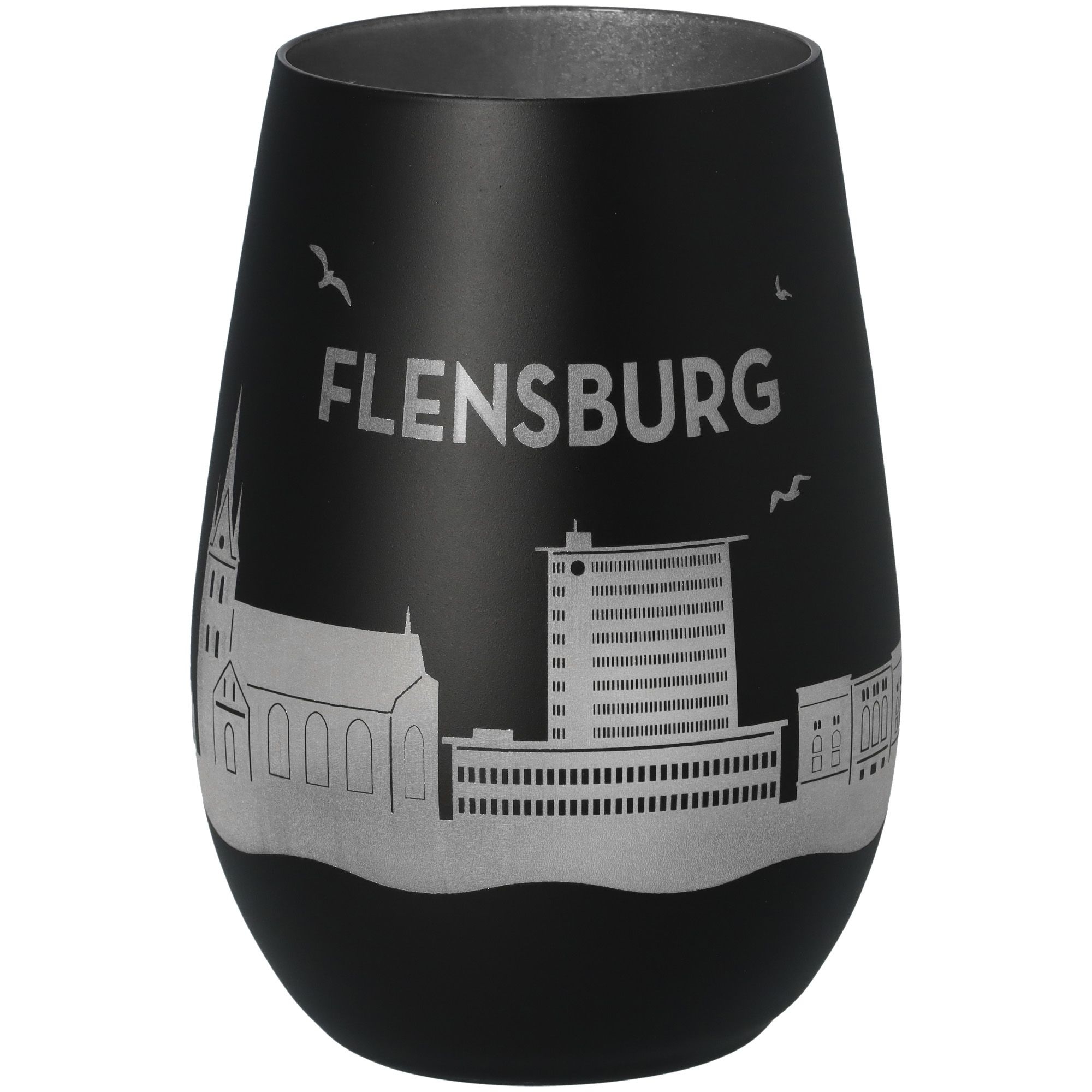 Windlicht Skyline Flensburg Schwarz/Silber Windlicht Skyline Flensburg Schwarz/Silber