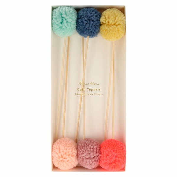 Meri Meri - 6 Cake Topper "Pompoms", bunt
