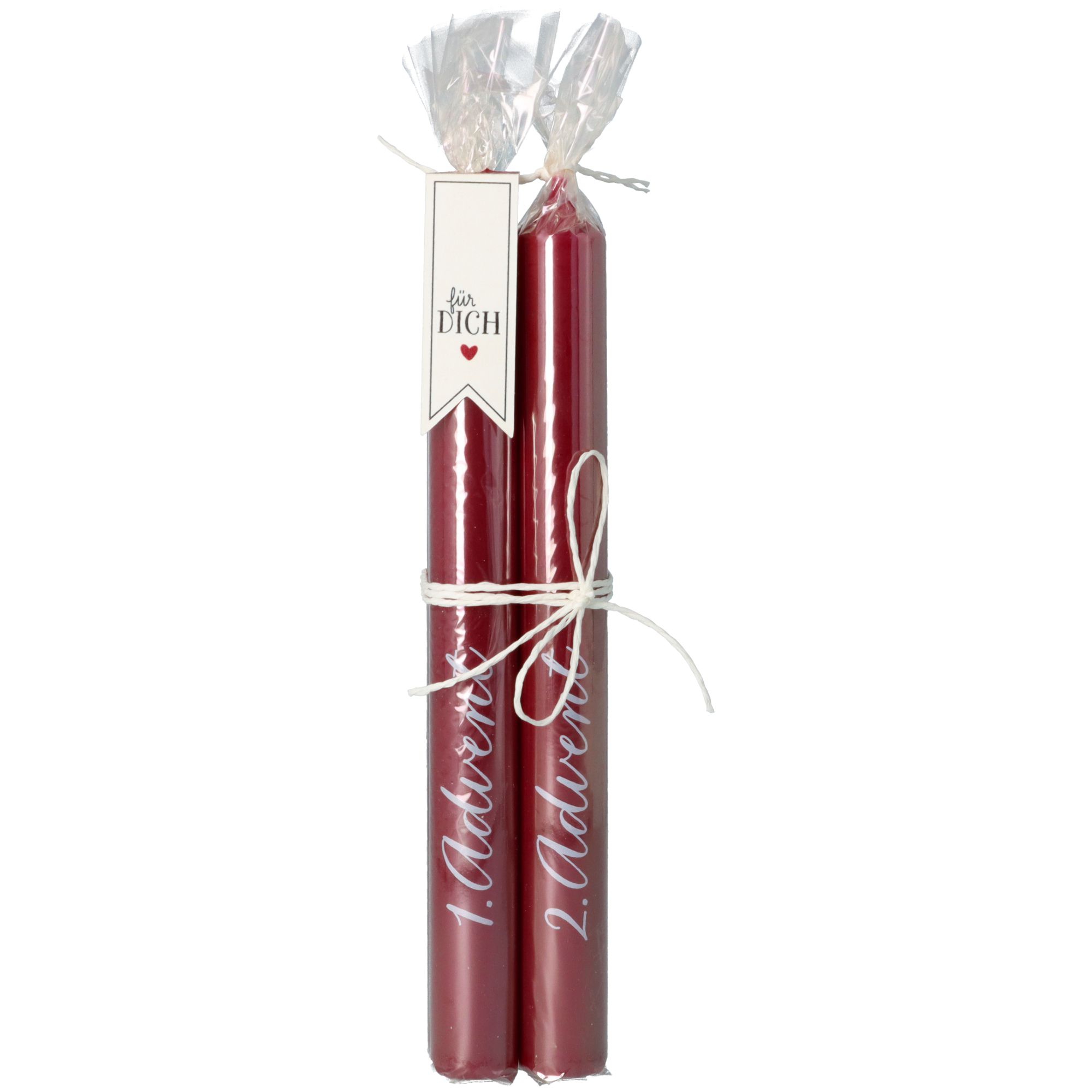 Advents-Stabkerzen-Set Dunkelrot, "1. - 4. Advent"