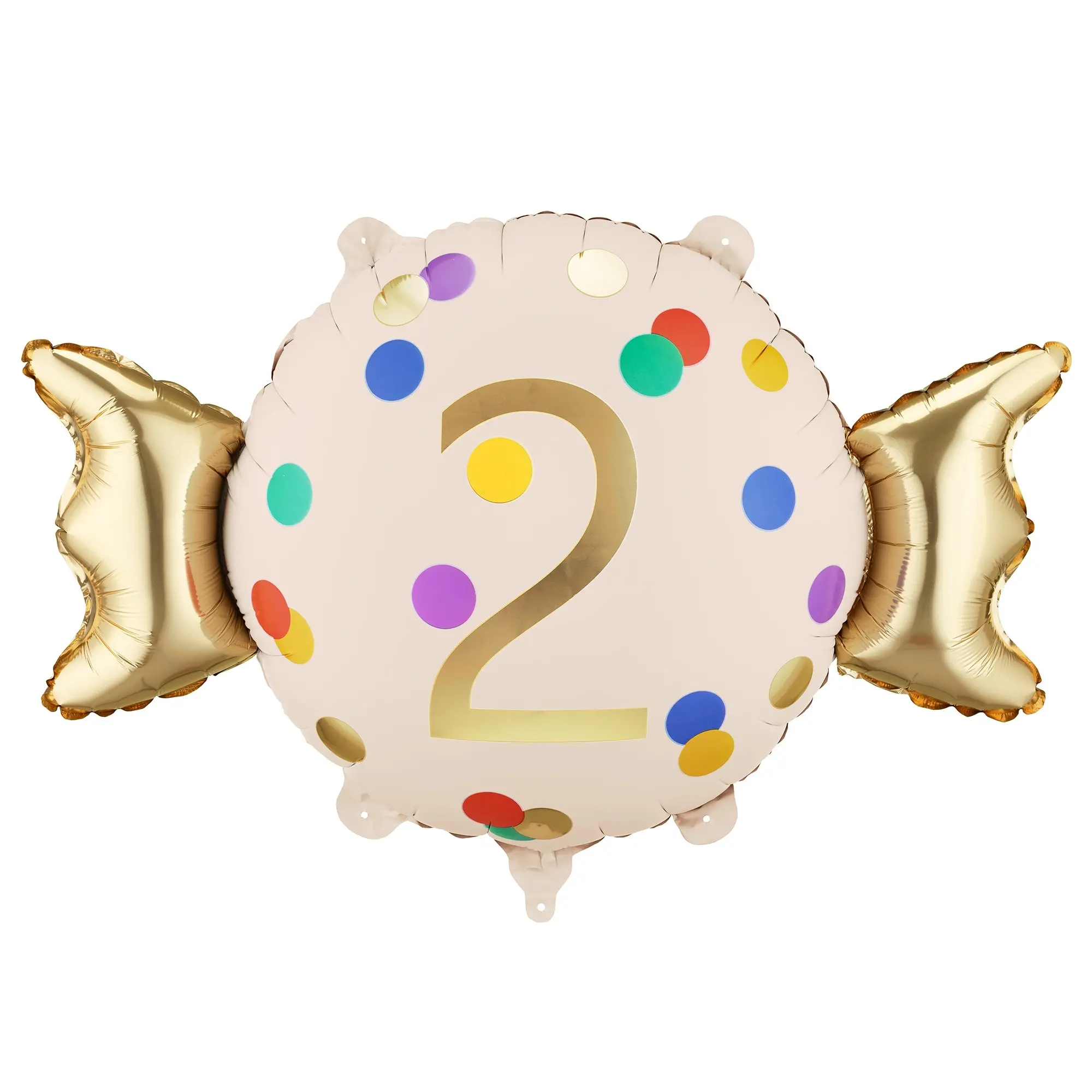 Ballon, Folienballon, 2. Geburtstag, Goldakzente, Konfetti