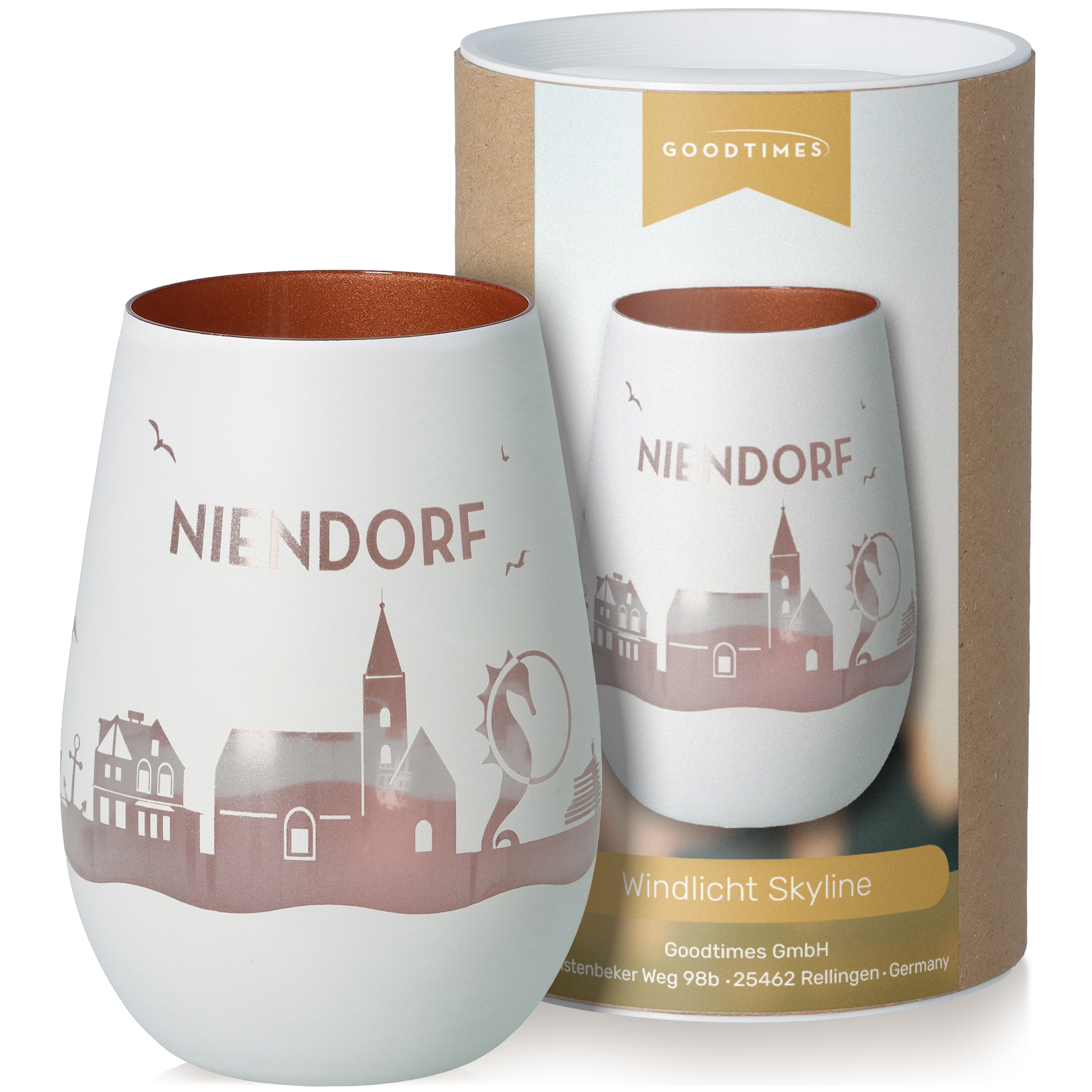 Windlicht Skyline Niendorf Weiß/Bronze Töpferei, Tasse