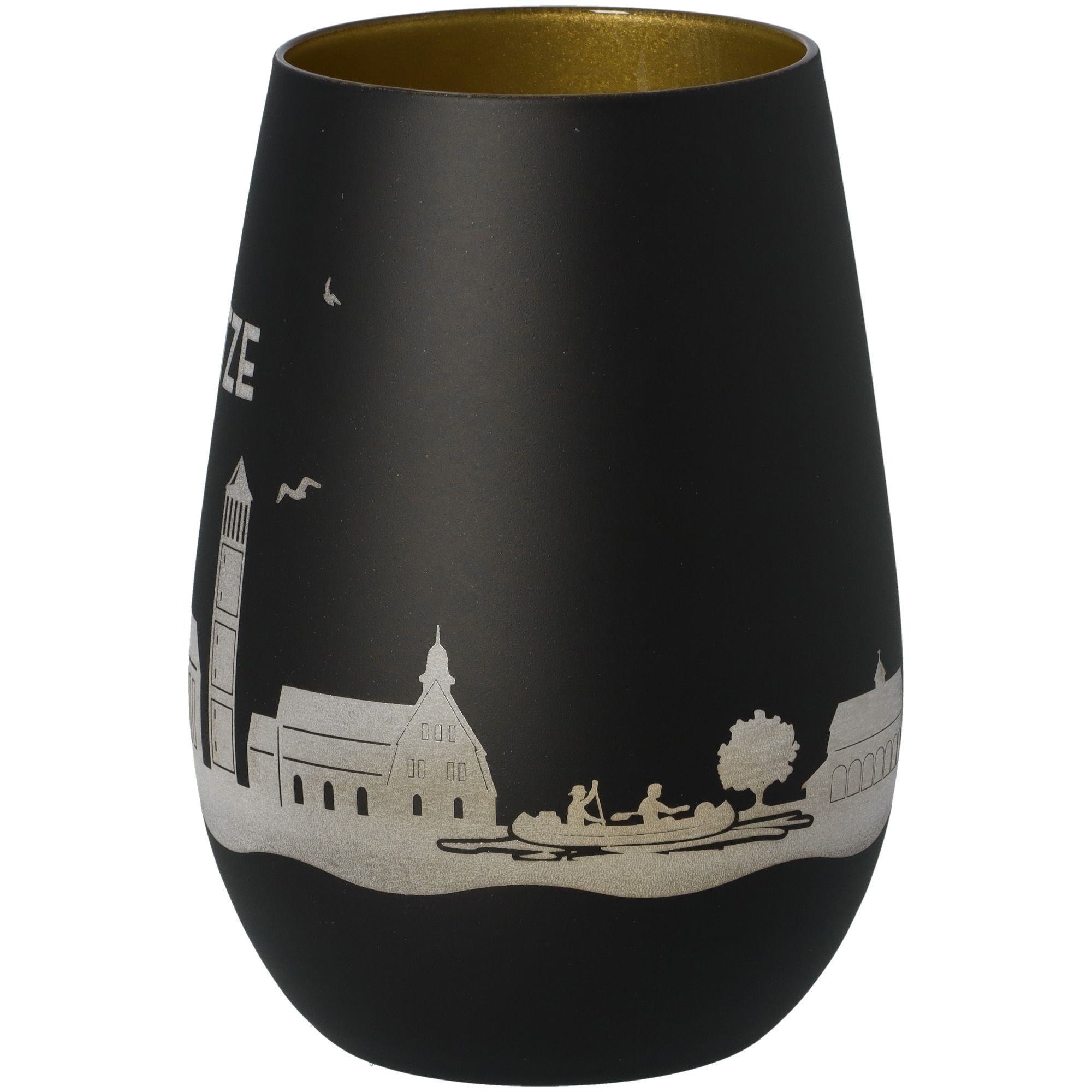 Windlicht Skyline Wietze Schwarz/Gold Krug, Töpferei, Vase