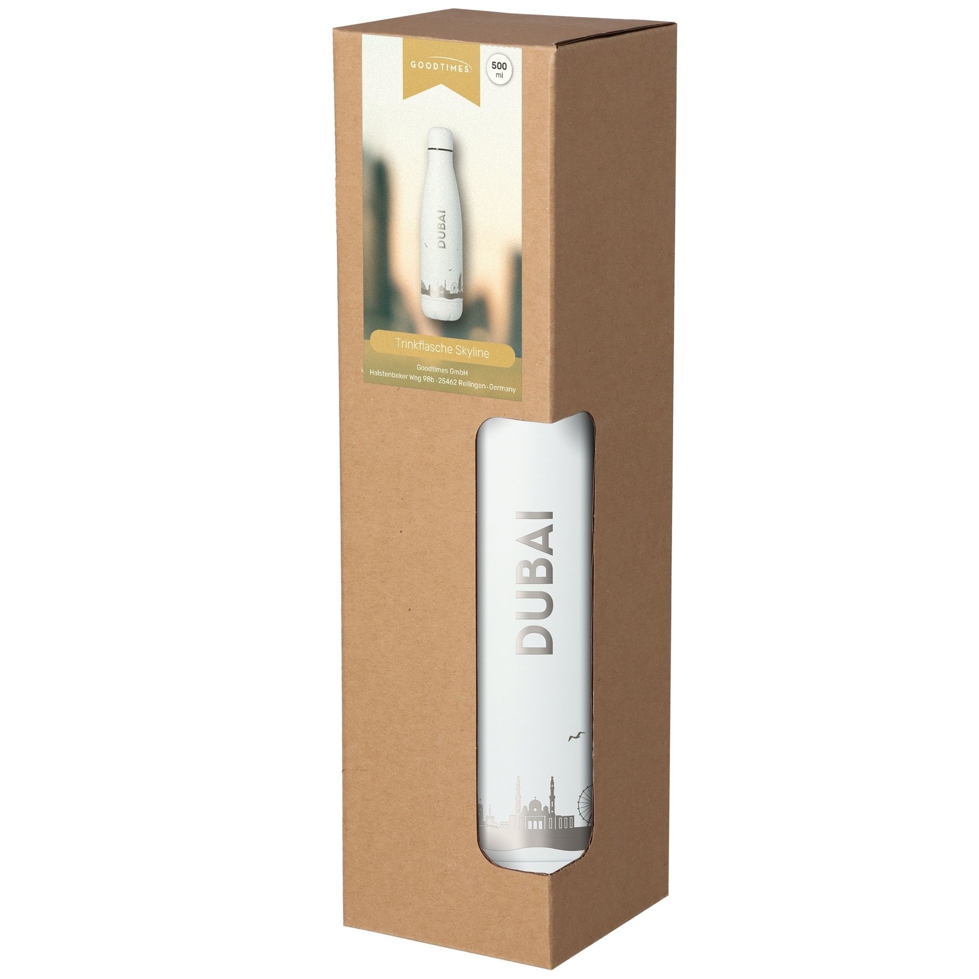 Trinkflasche Skyline Dubai Weiß 500ml Flasche, Lotion, Kiste, Pinsel, Werkzeug