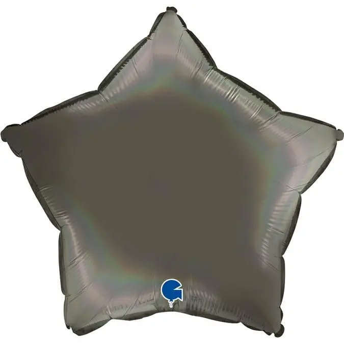 Folienballon Stern Rainbow Holo Platinum Grey 45cm