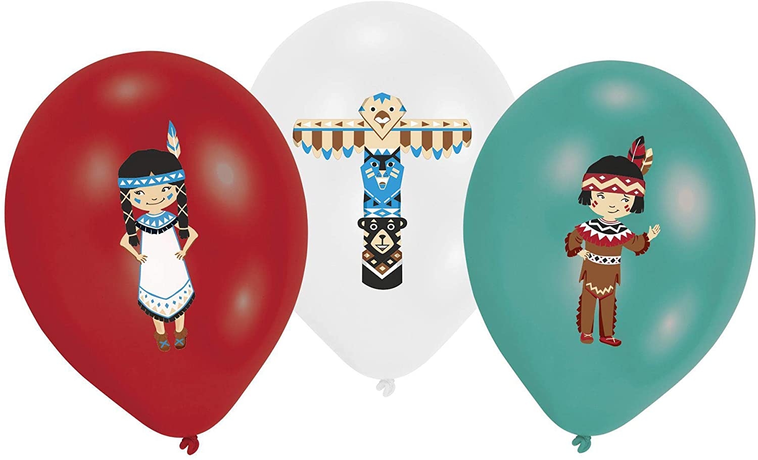 Westernparty – 6 Latexballons mit Cowboy- und Totem-Motiv Westernparty – 6 Latexballons mit Cowboy- und Totem-Motiv