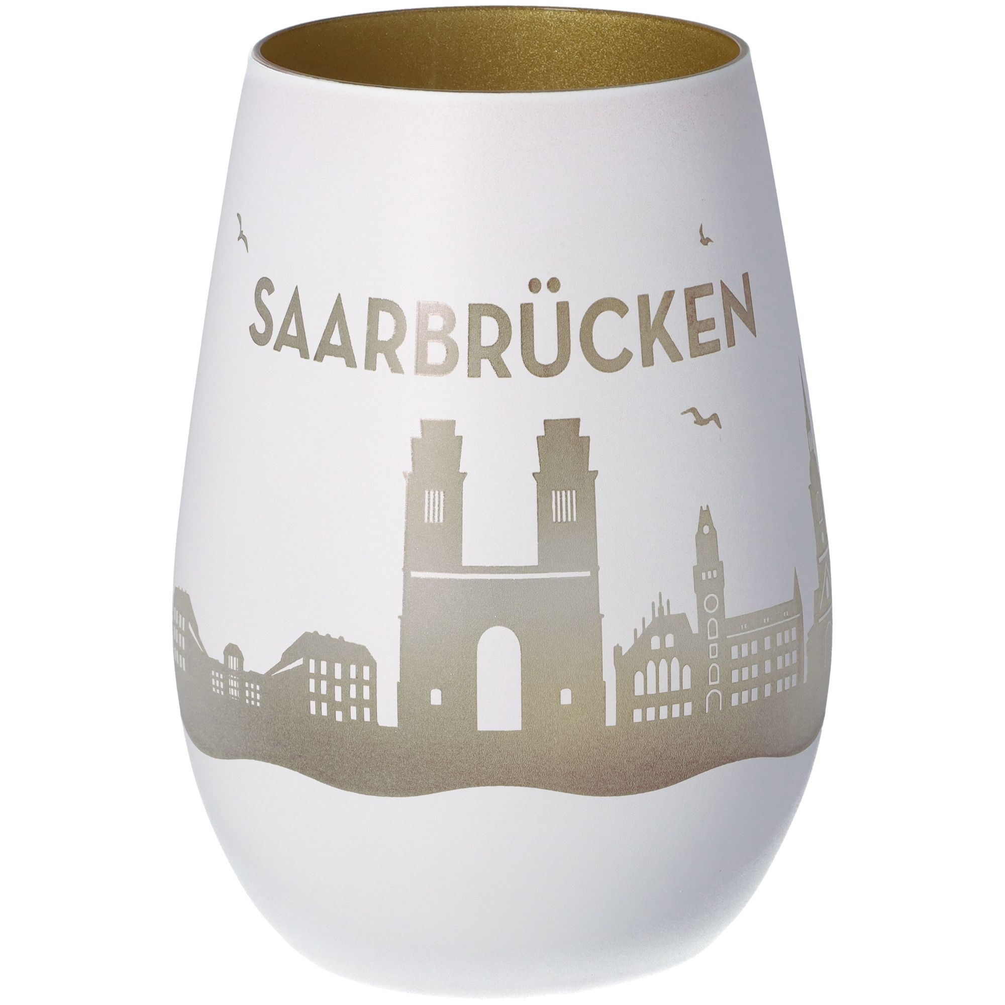 Windlicht Skyline Saarbrücken Weiß/Gold Windlicht Skyline Saarbrücken Weiß/Gold