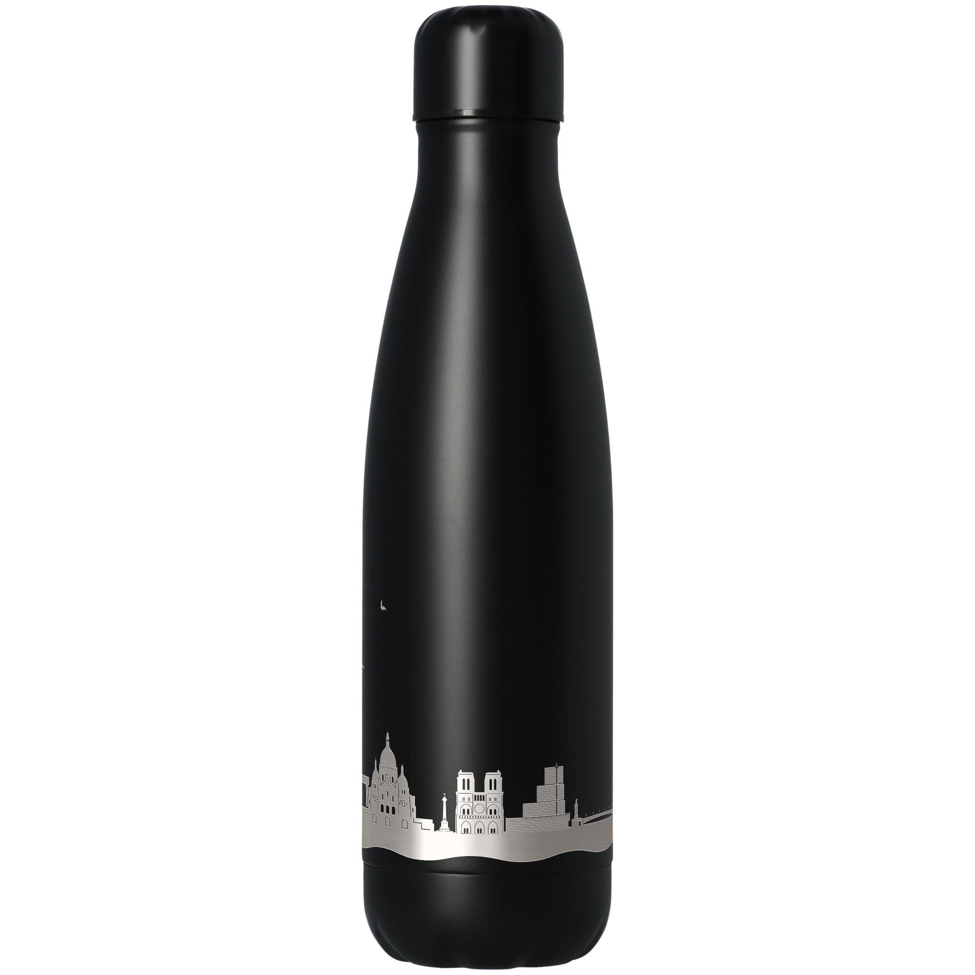 Trinkflasche Skyline Paris Schwarz 500ml Flasche, Wasserflasche