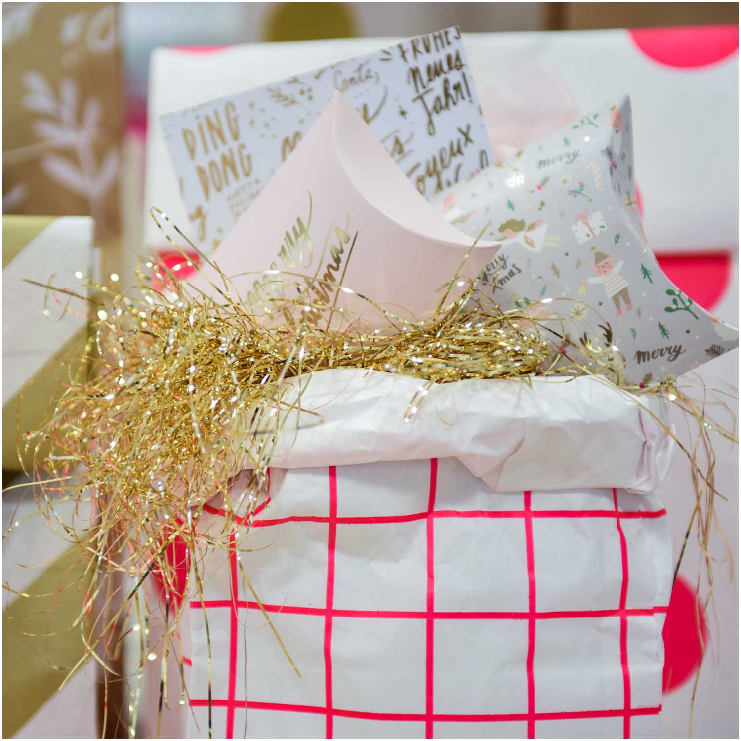 Blockbodenbeutel XL -Pink / Weiß - 1 Stück Blockbodenbeutel XL -Pink / Weiß - 1 Stück