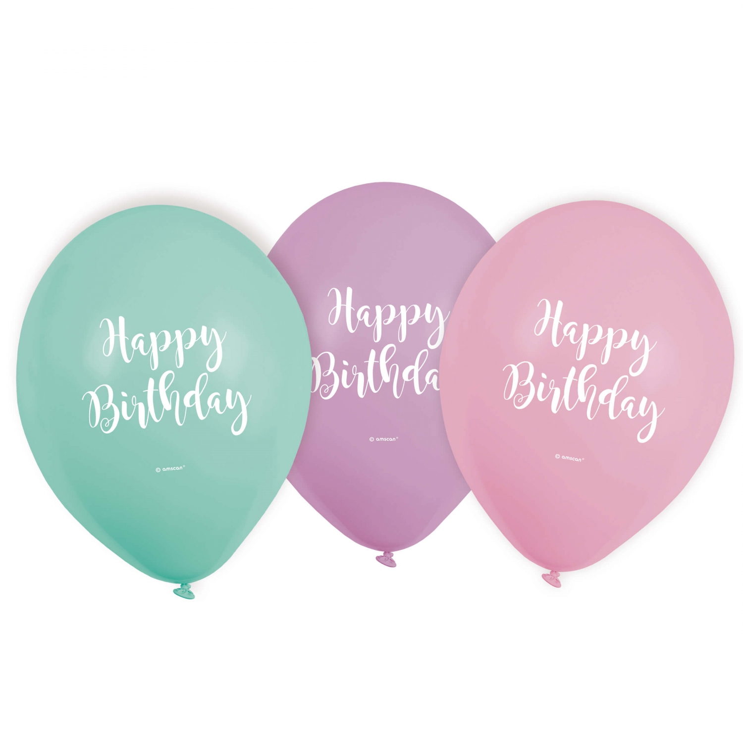 6 Latexballons "Happy Birthday" Pastell Ø 23cm 6 Latexballons "Happy Birthday" Pastell Ø 23cm