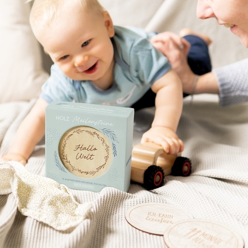 Baby Meilenstein-Karten aus Holz, Mint