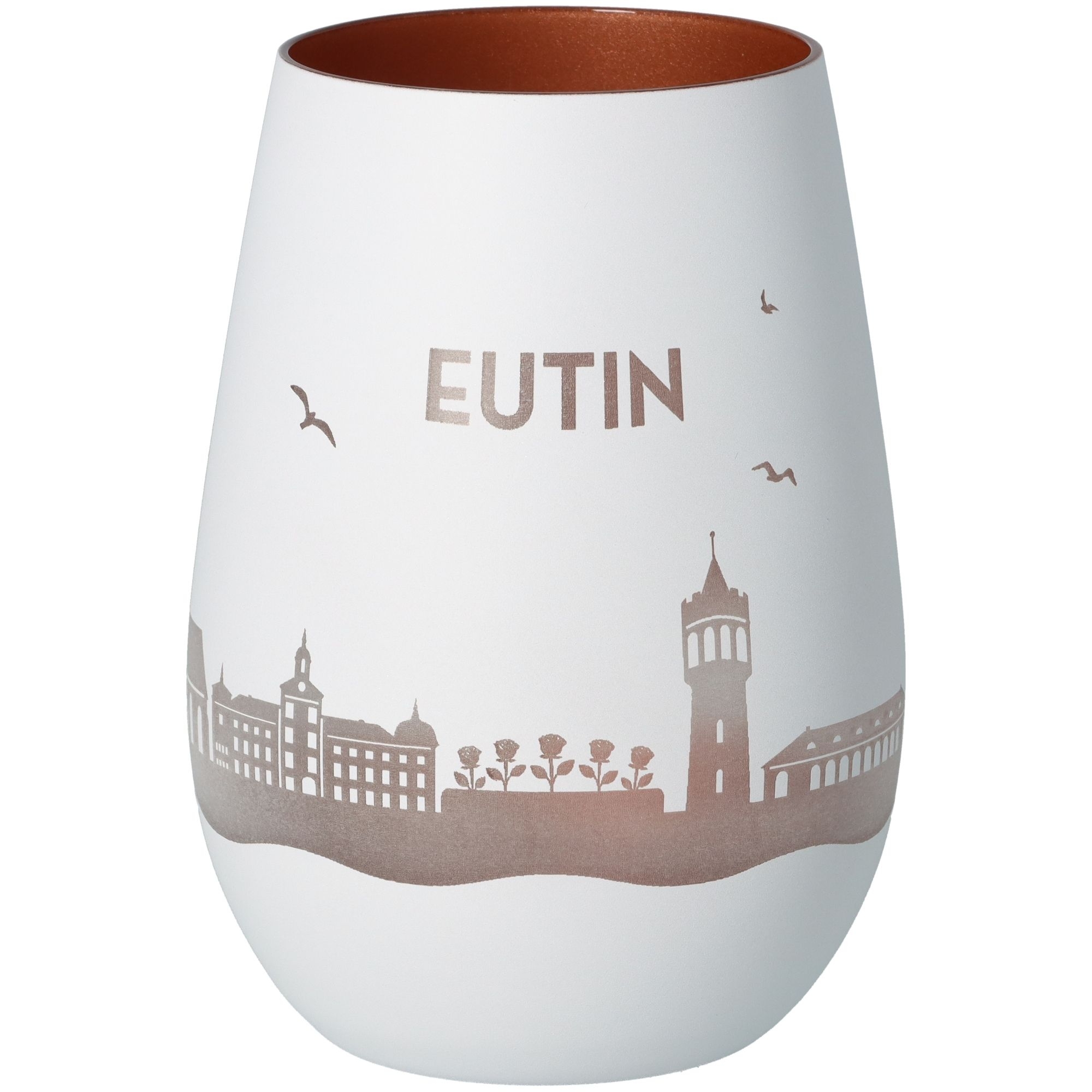 Windlicht Skyline Eutin Weiß/Bronze Töpferei, Krug, Vase, Kunst, Porzellan