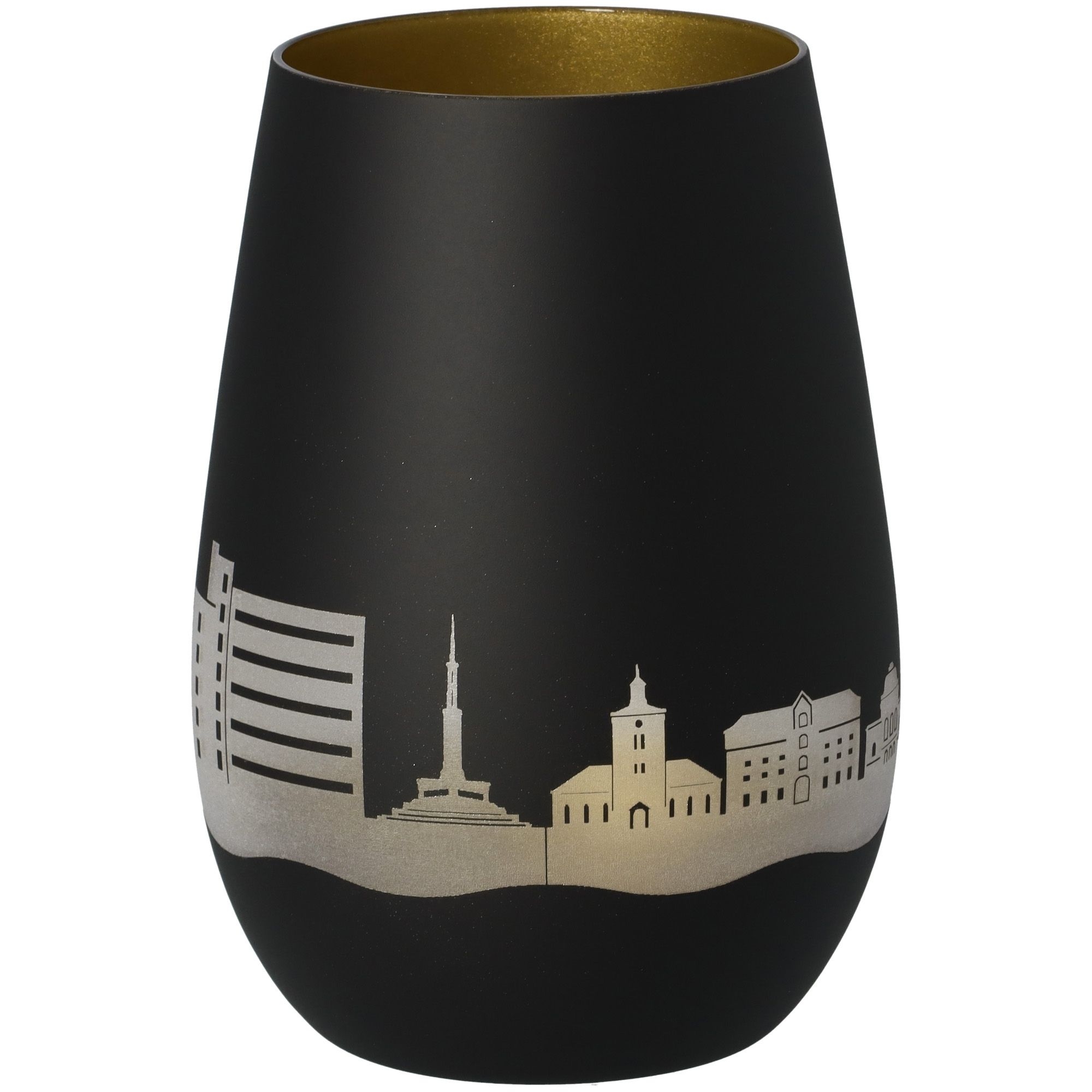 Windlicht Skyline Rendsburg Schwarz/Gold Töpferei, Krug, Lampe