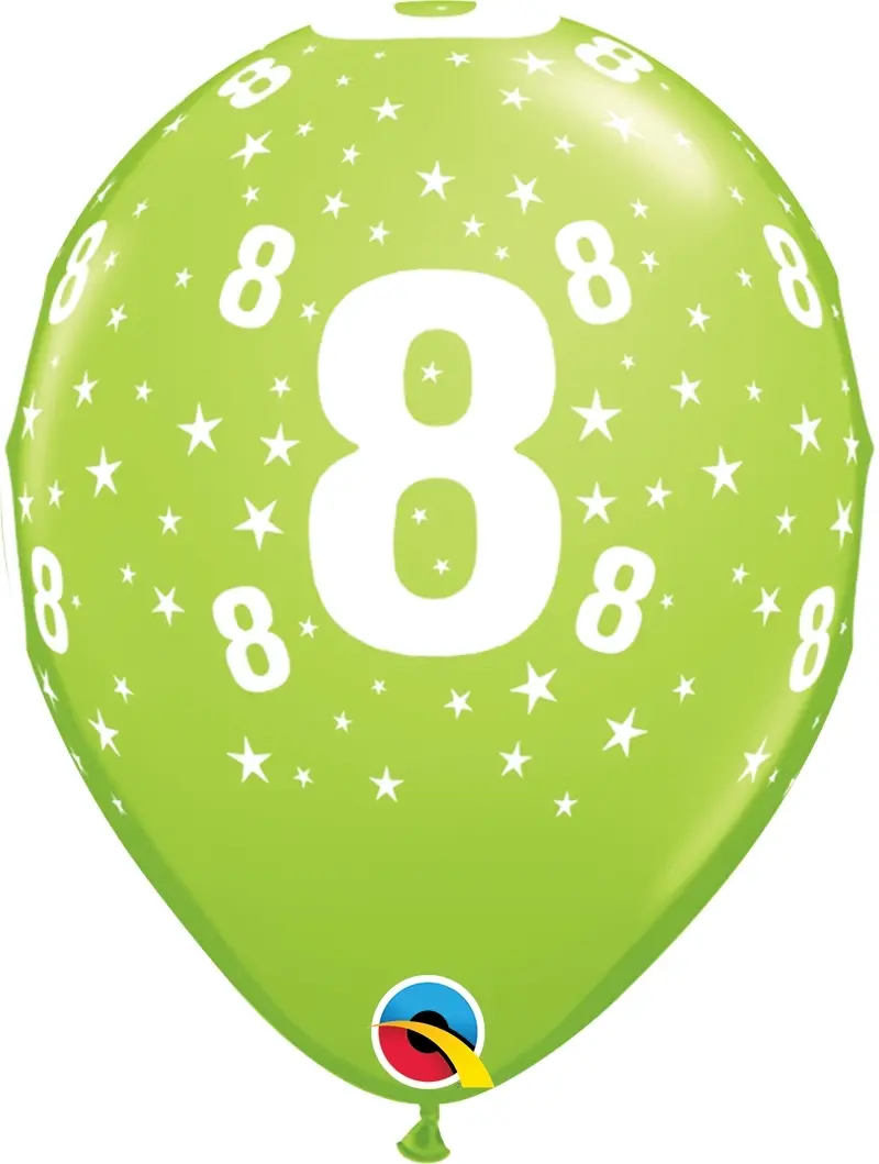 Qualatex Latexballon 8. Geburtstag verschiedene Farben Ø 30cm