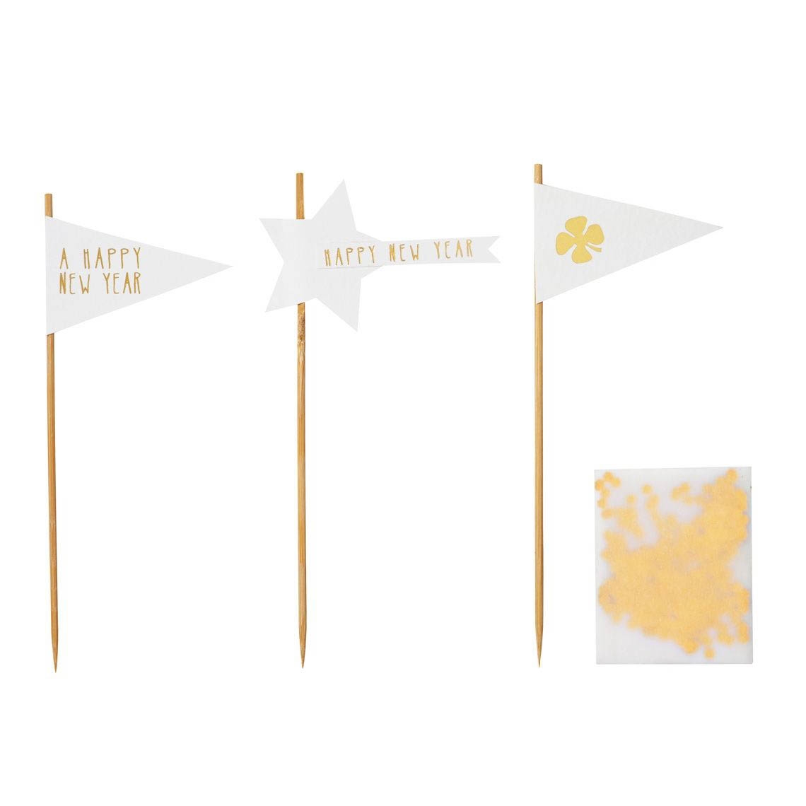 Mini Silvester Holzstick Girlande Gold Mini Silvester Holzstick Girlande Gold