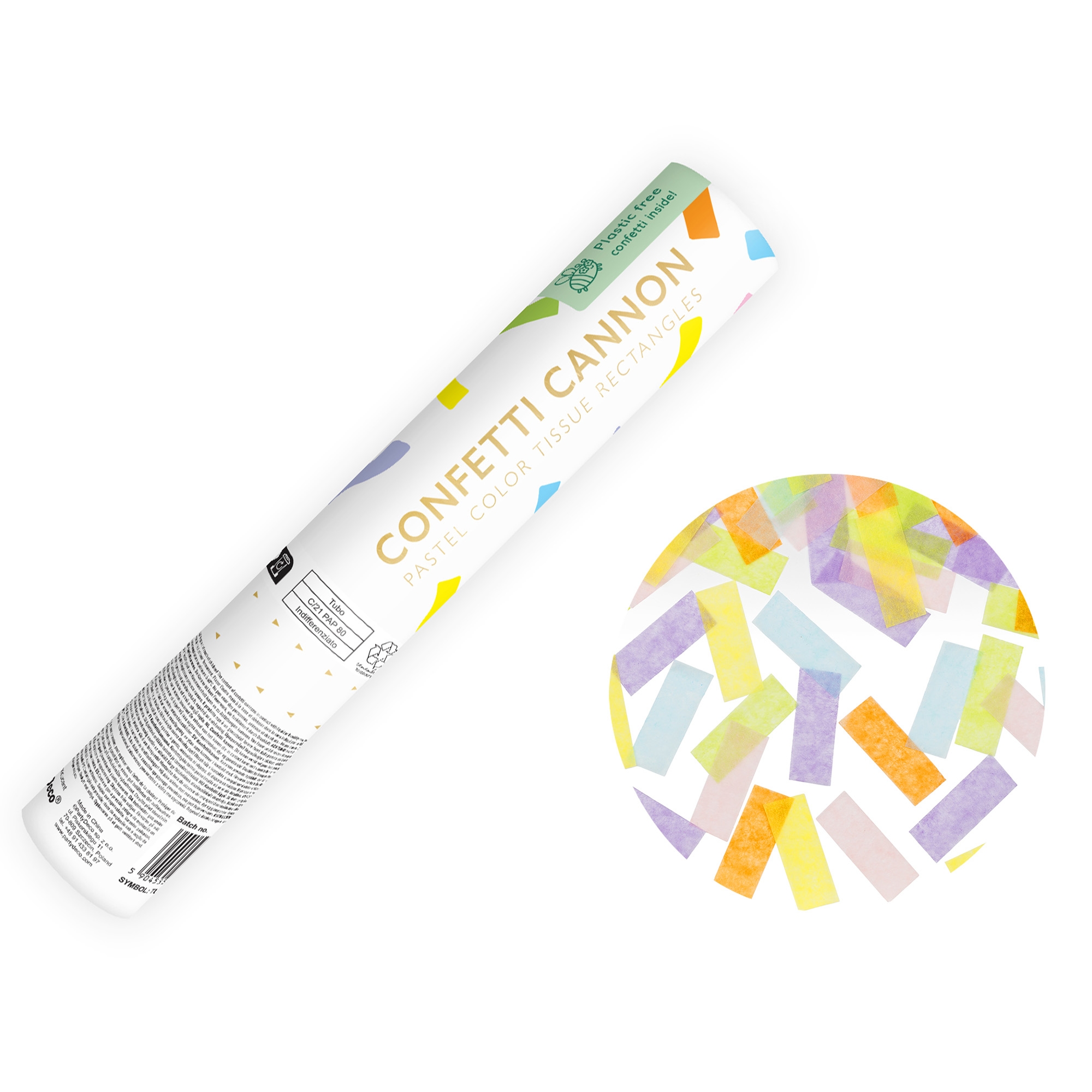 Konfetti Kanone Pastell Streifen, 20 cm Konfetti Kanone Pastell Streifen, 20 cm