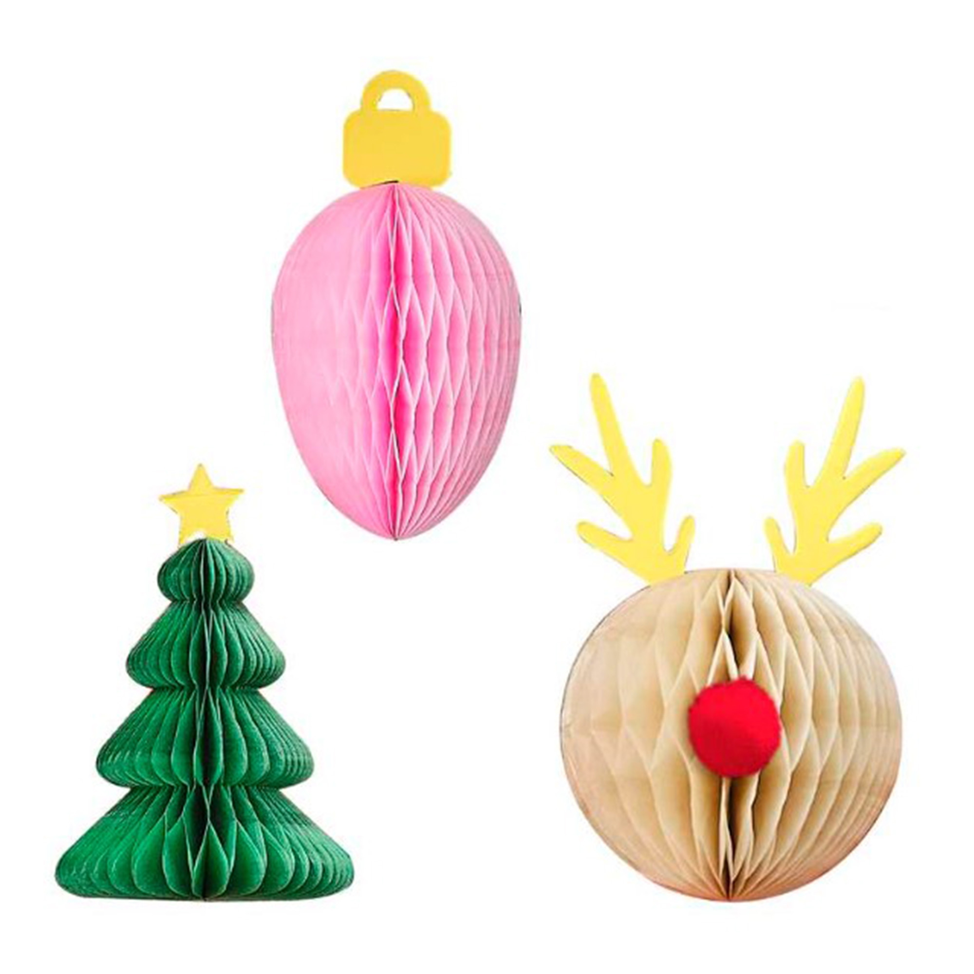 Weihnachts-Wabendeko Geschenktopper Ballon, Lampe, Zubehör