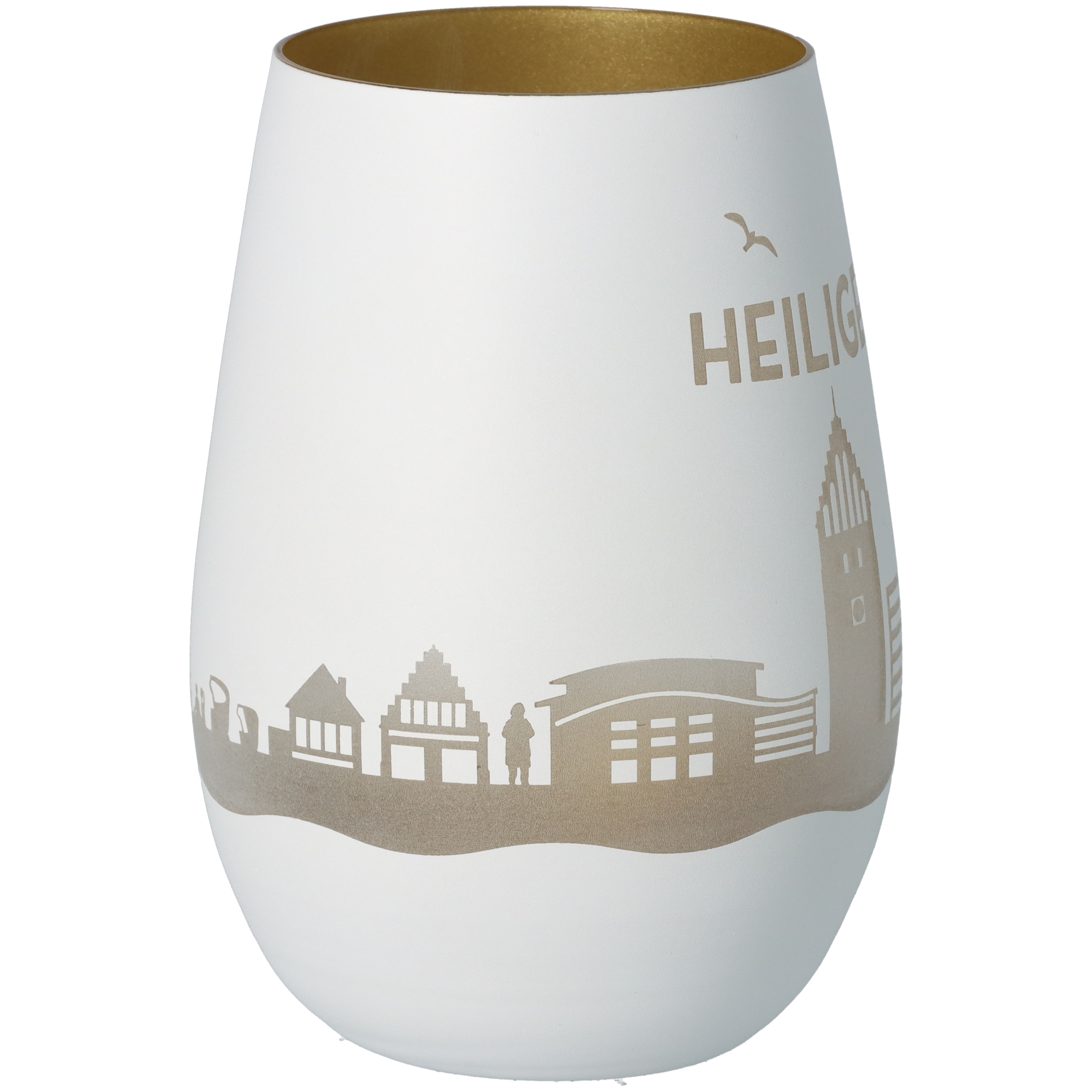 Windlicht Skyline Heiligenhafen Weiß/Gold Windlicht Skyline Heiligenhafen Weiß/Gold