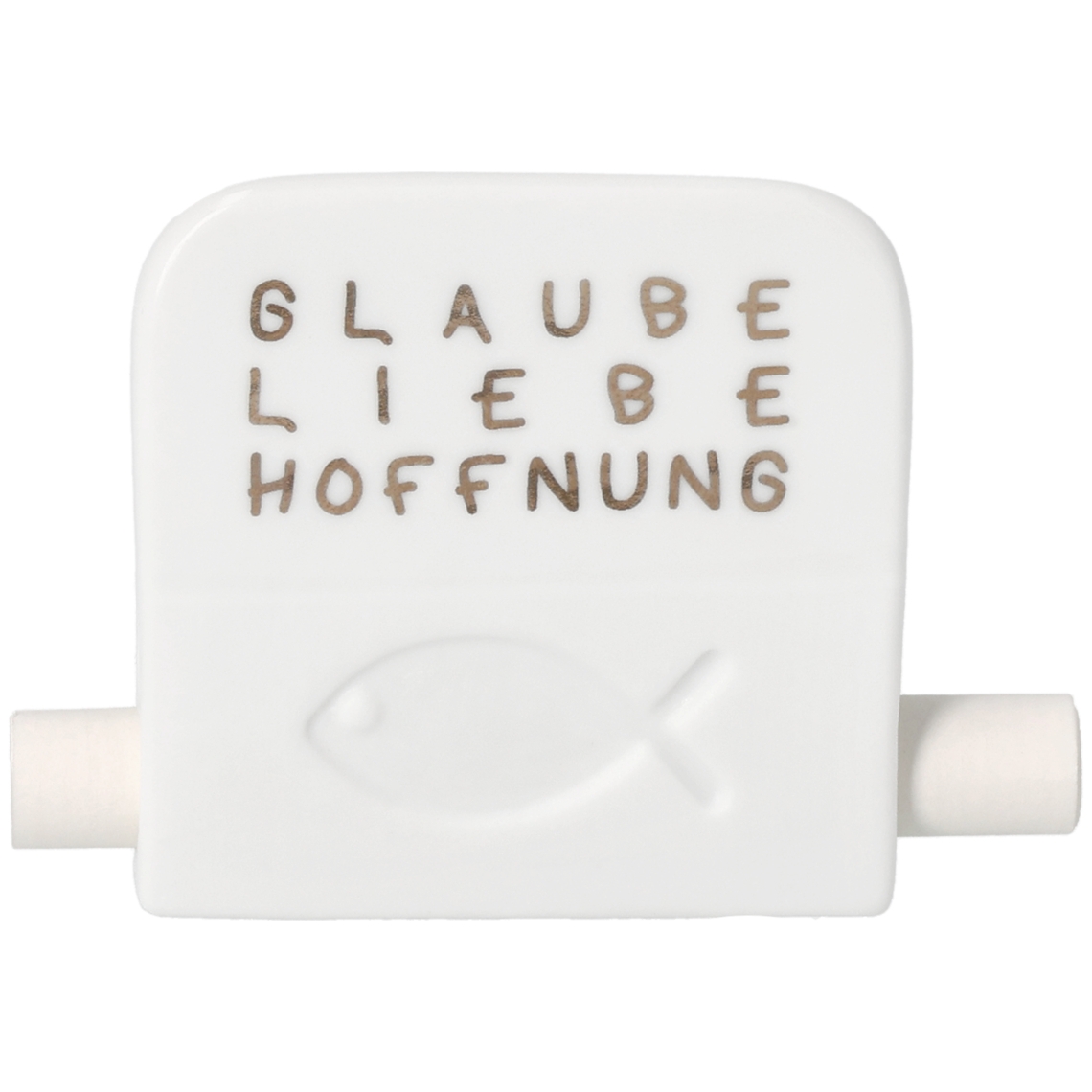 Räder Design - Kleine Aufmerksamkeit "Glaube, Liebe, Hoffnung" Schwimmfigur, Fischsymbol, Wortgraffiti, Weißer Adapter, Glaube Liebe Hoffnung