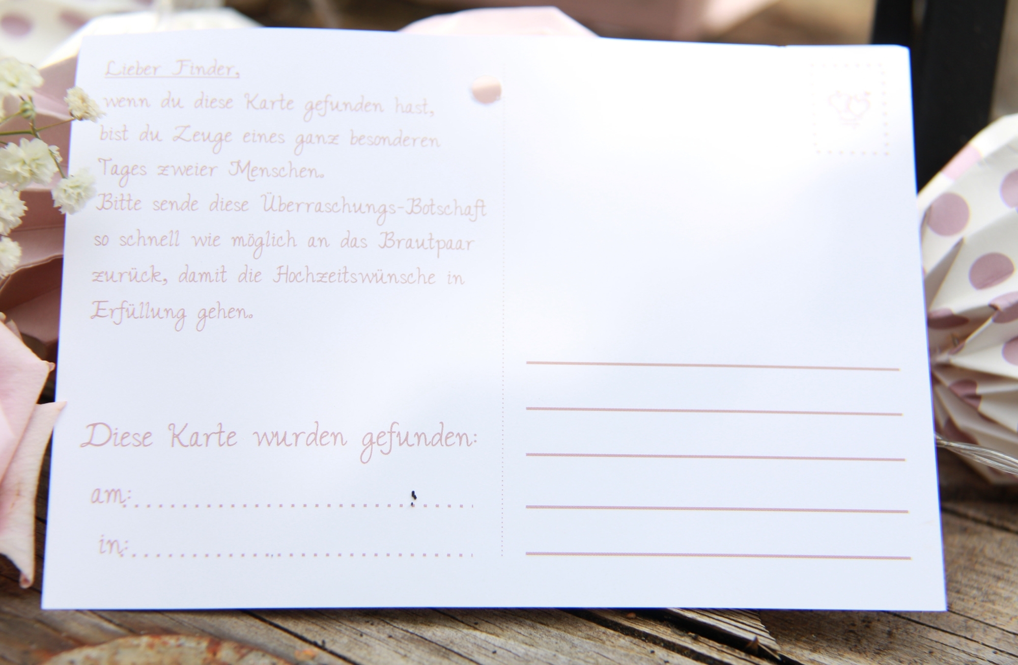 Flugkarte Hochzeit "Frisch verheiratet"