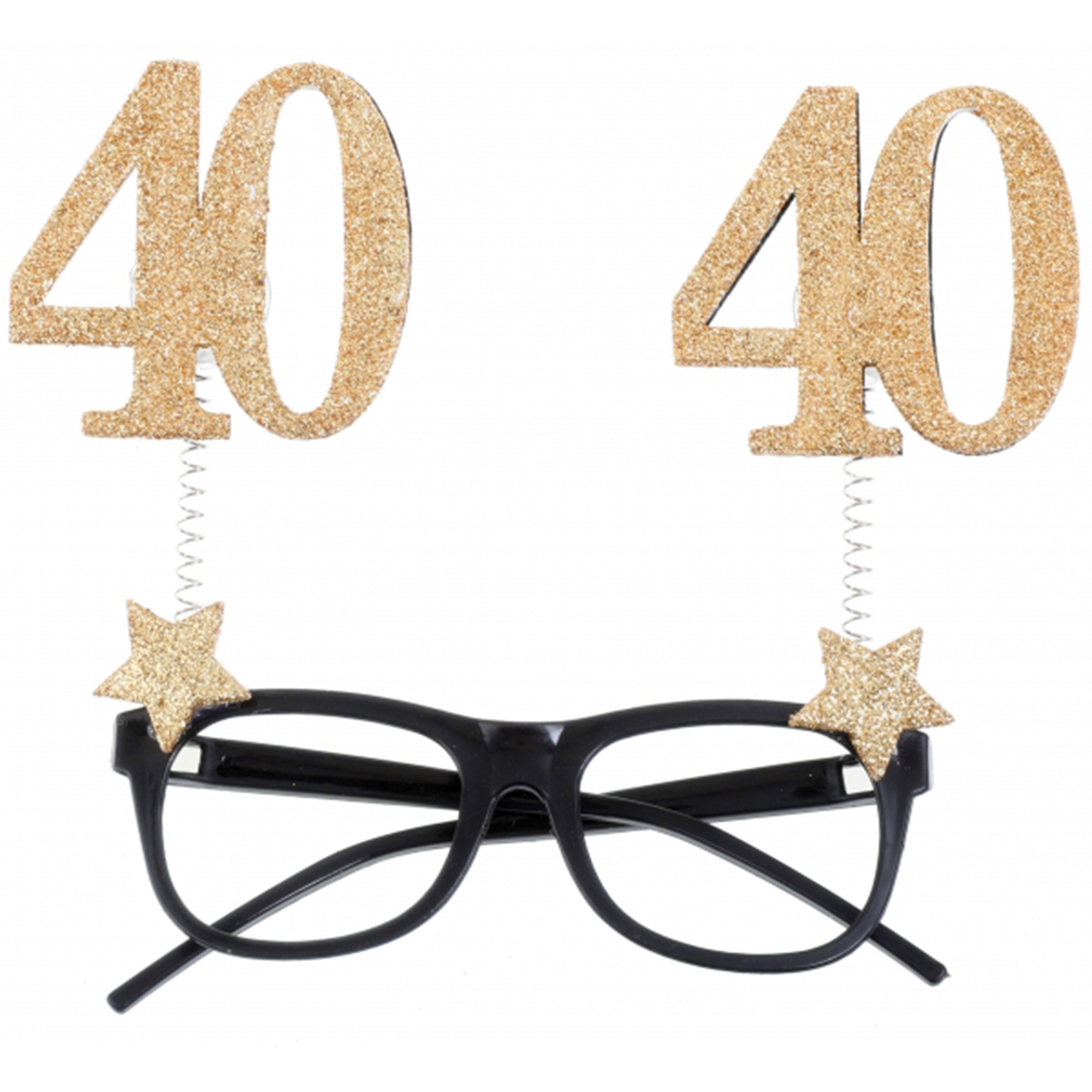 Glitzerbrille zum 40. Geburtstag, Gold/Schwarz Glitzerbrille zum 40. Geburtstag, Gold/Schwarz