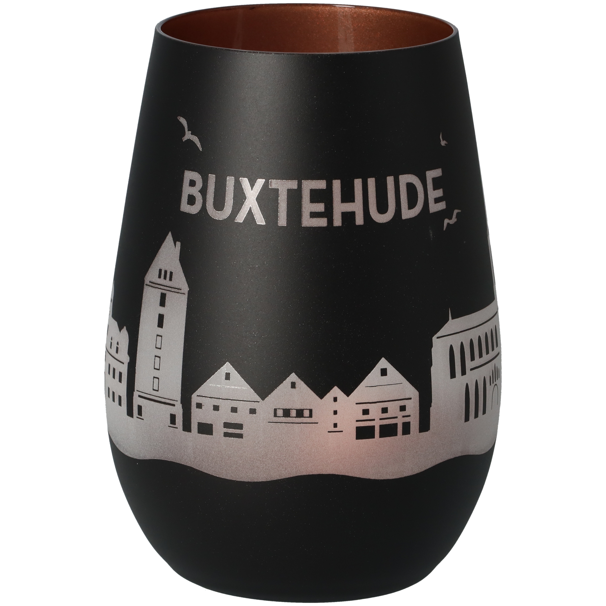 Windlicht Skyline Buxtehude Schwarz/Bronze Krug, Töpferei, Vase