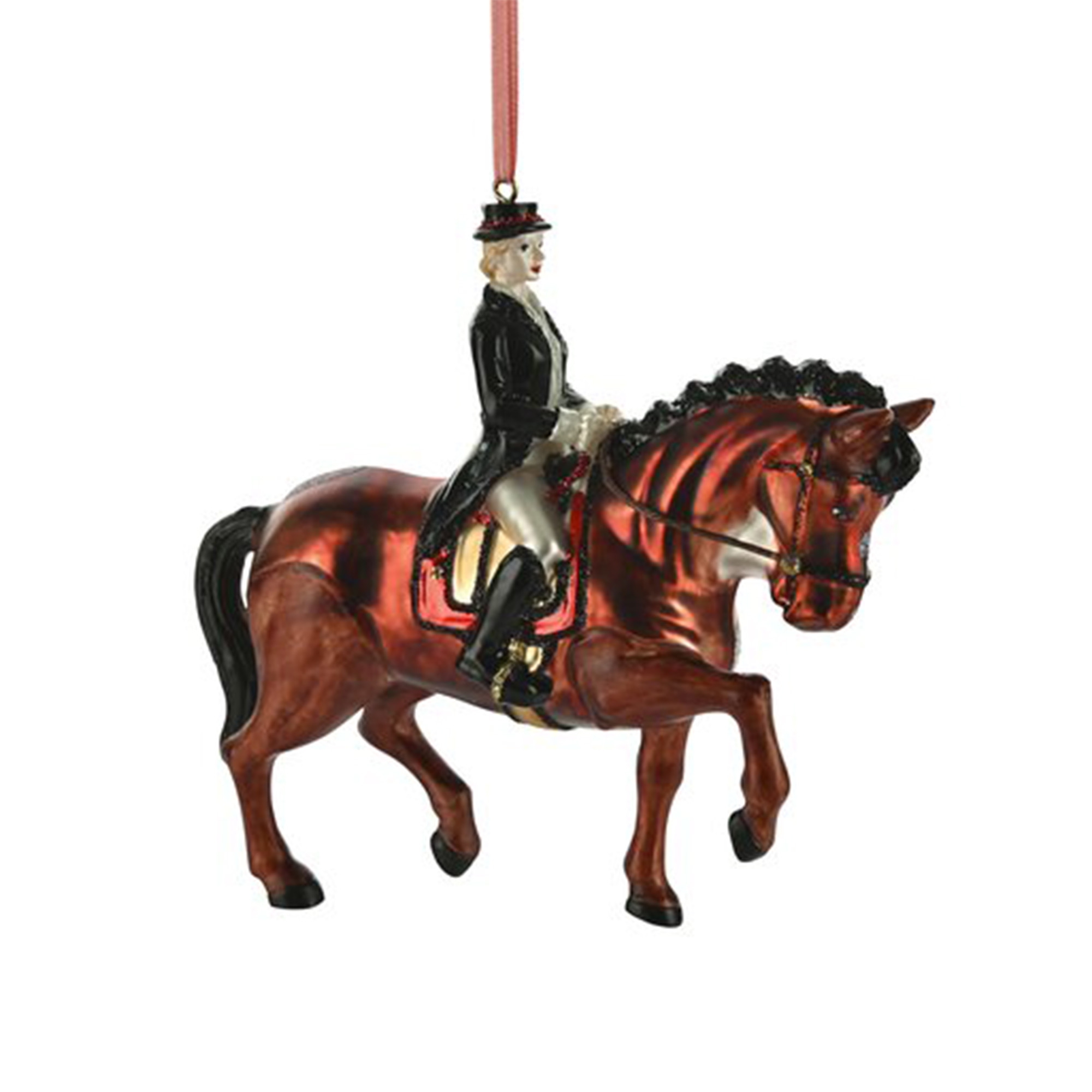 Weihnachtskugel "Reiterin mit Pferd" Tier, Pferd, Säugetier, Person