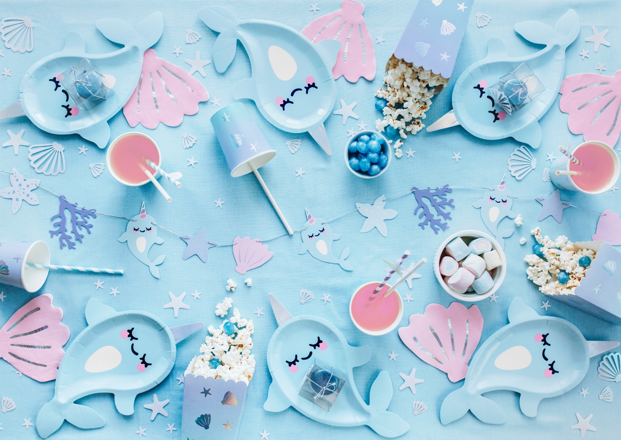 Meerjungfrau - 6 Türkisblaue Pappbecher Meerjungfrau - 6 Türkisblaue Pappbecher