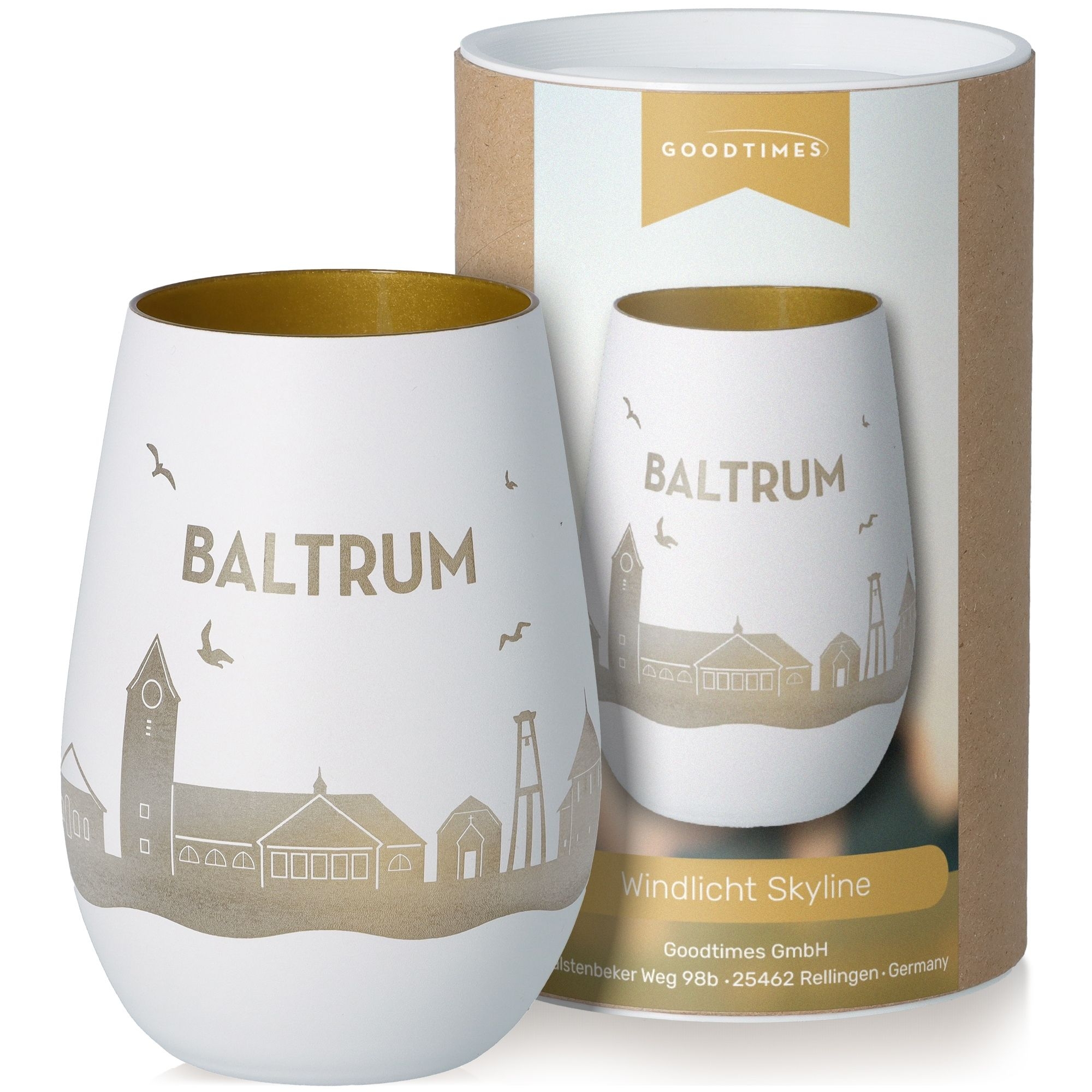 Windlicht Skyline Baltrum Weiß/Gold Windlicht Skyline Baltrum Weiß/Gold