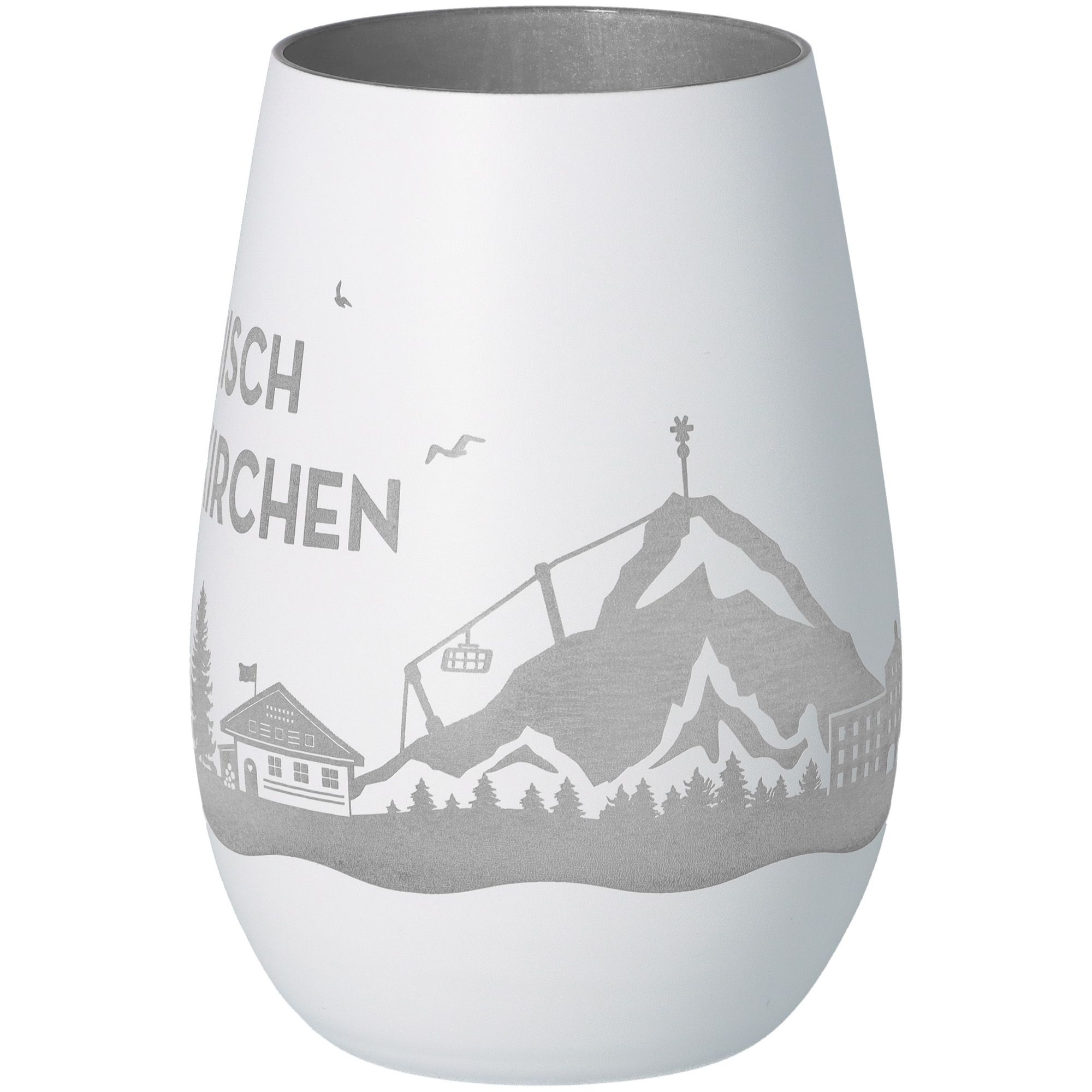 Windlicht Skyline Garmisch-Partenkirchen Weiß/Silber Töpferei, Krug, Vase