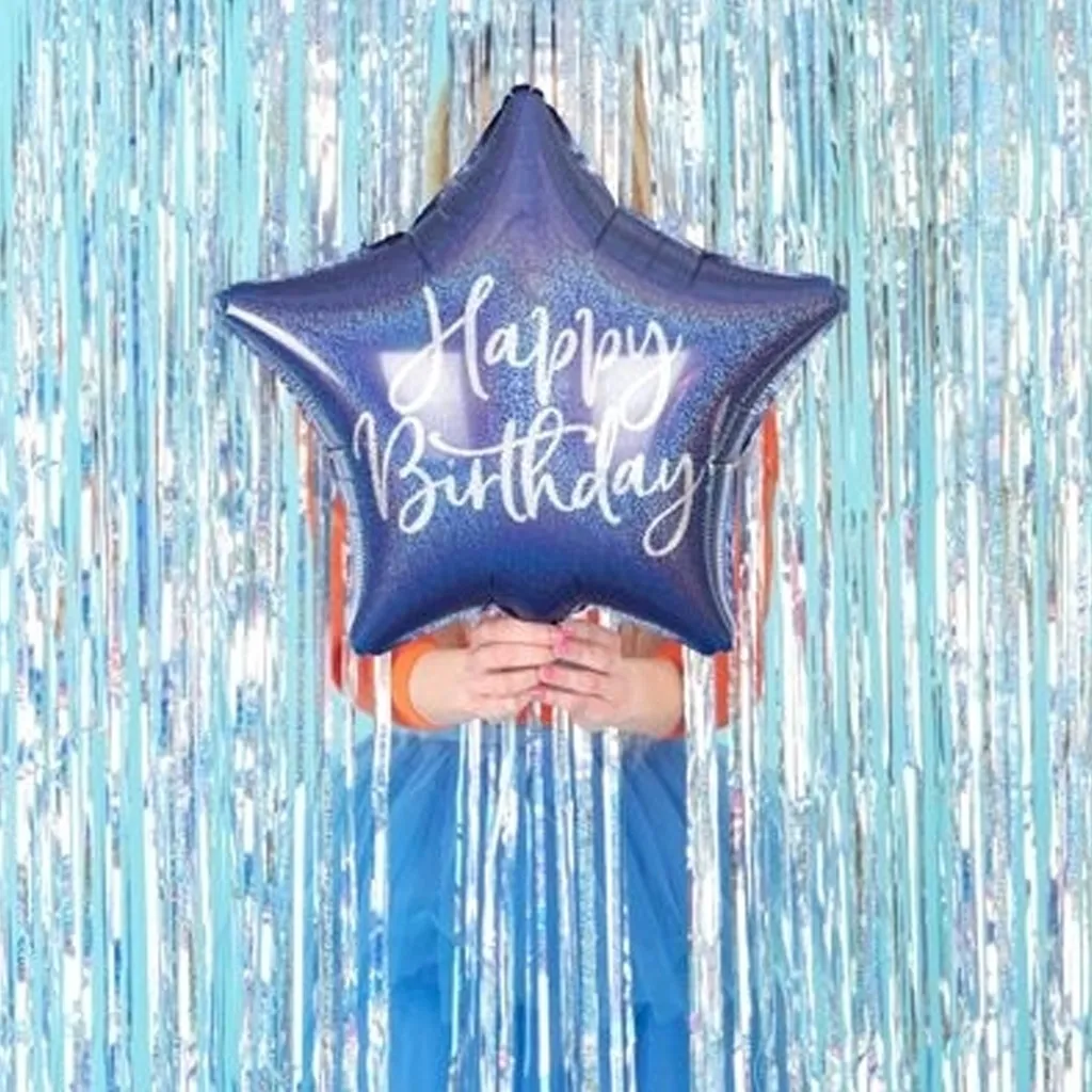 Luftballon, Sternform, Happy Birthday, Glitzer, Dekoration