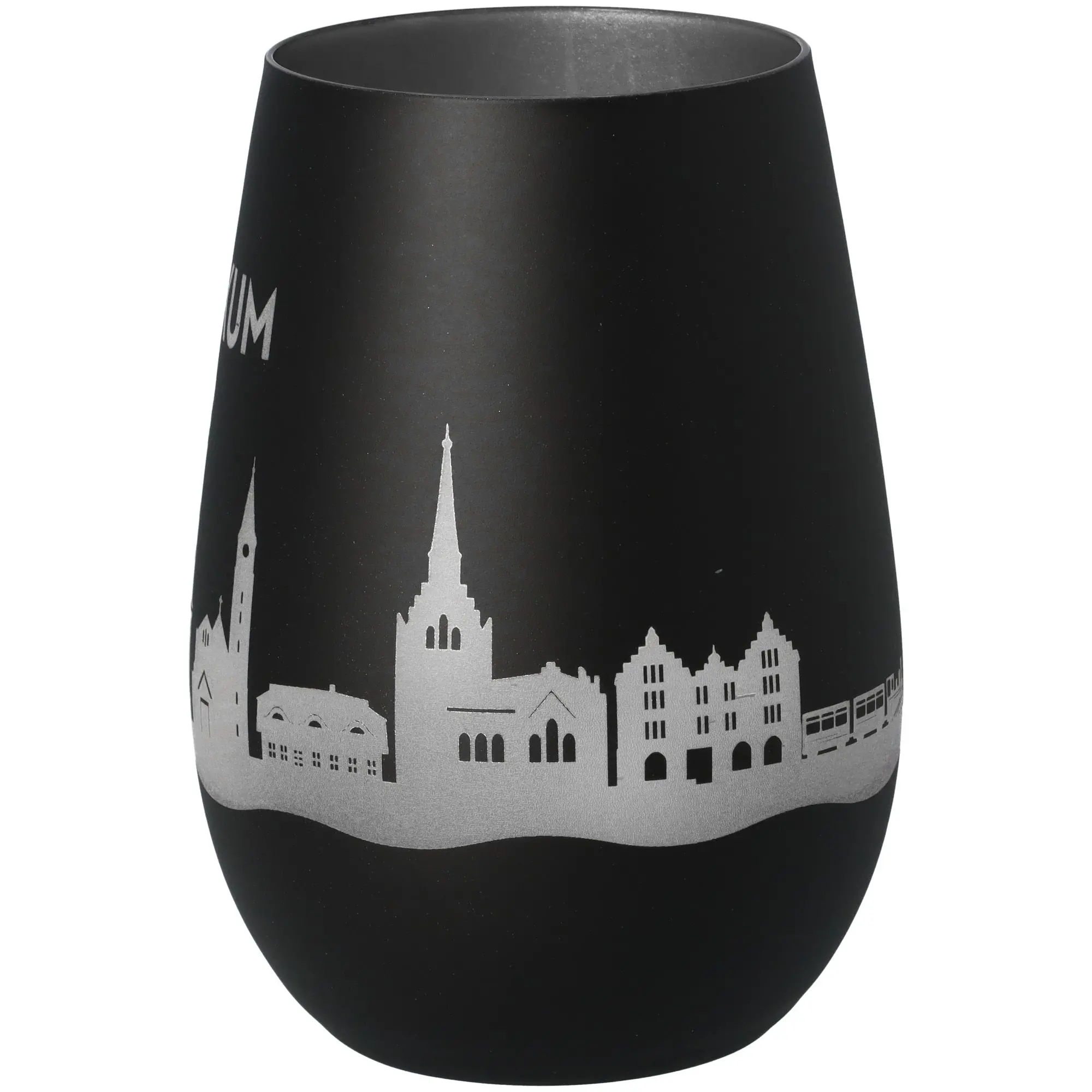 Windlicht Skyline Borkum Schwarz/Silber