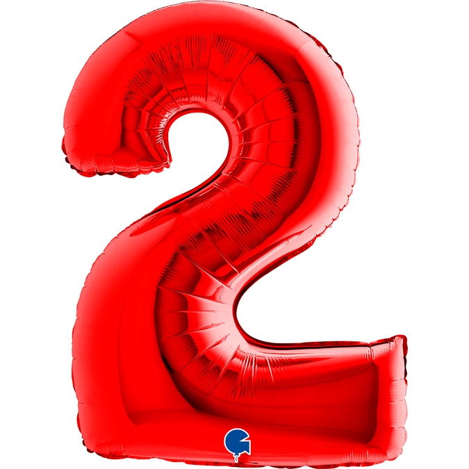 Folienballon Zahl 2 Rot 100cm Folienballon Zahl 2 Rot 100cm