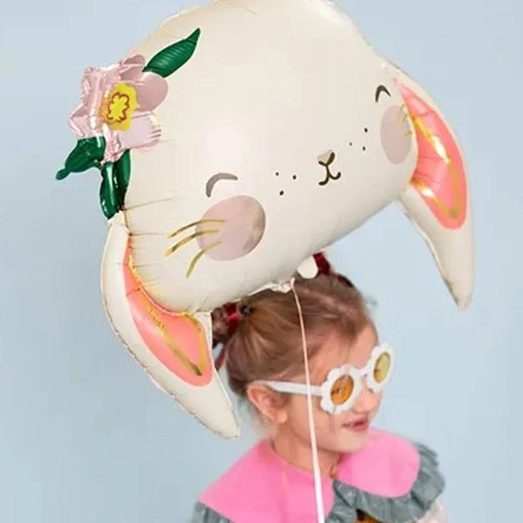 balloon, rabbit, girl, glasses, pink