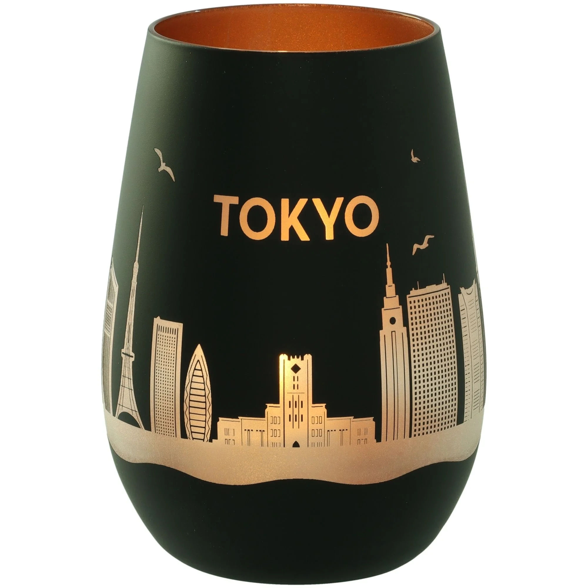 tokyo, glas, vasen, schwarz, stadtansicht