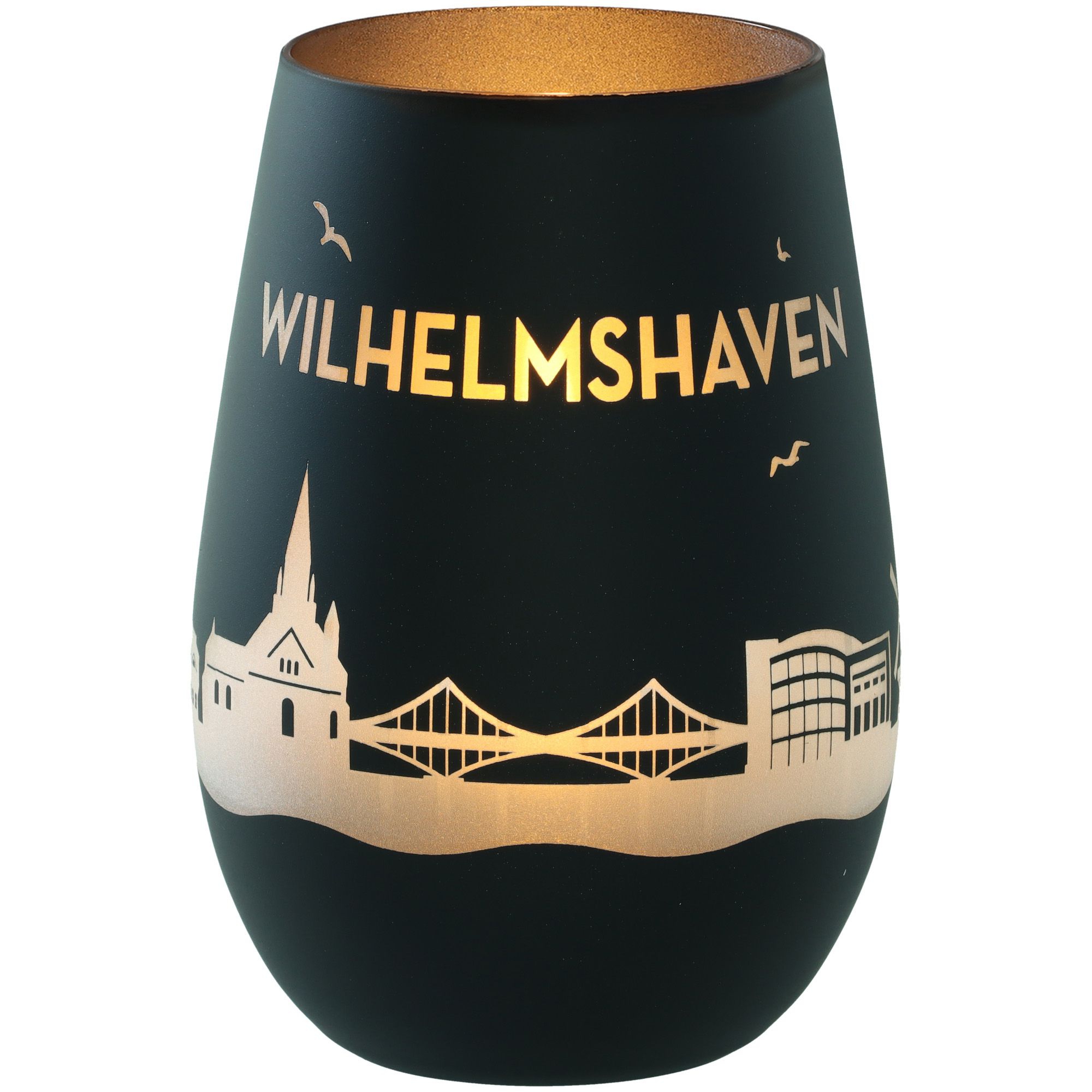 Windlicht Skyline Wilhelmshaven Schwarz/Silber Windlicht Skyline Wilhelmshaven Schwarz/Silber