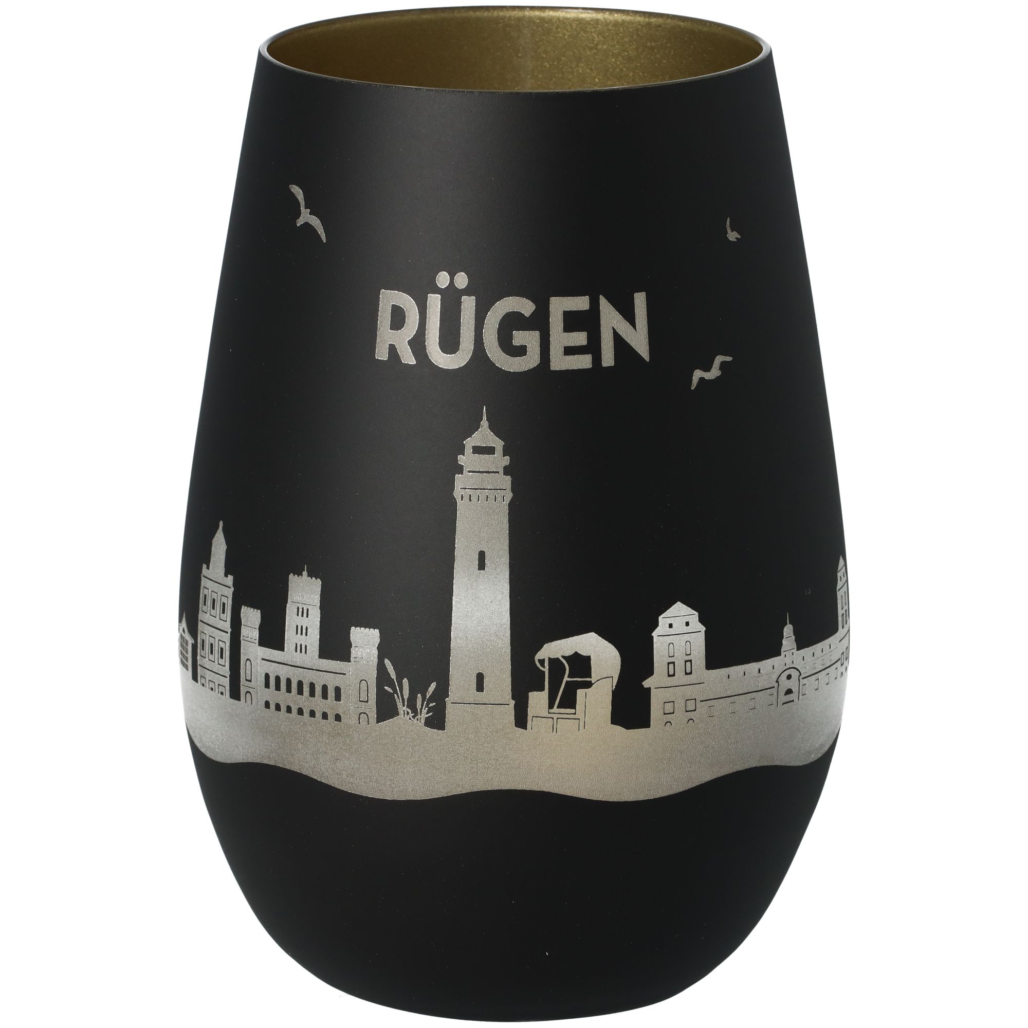 Windlicht Skyline Rügen Schwarz/Gold Windlicht Skyline Rügen Schwarz/Gold