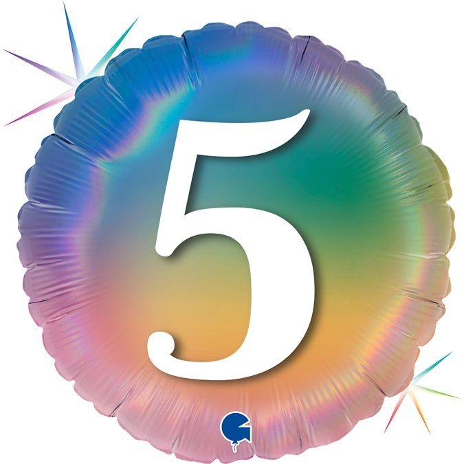 Folienballon Regenbogen "5" 45cm