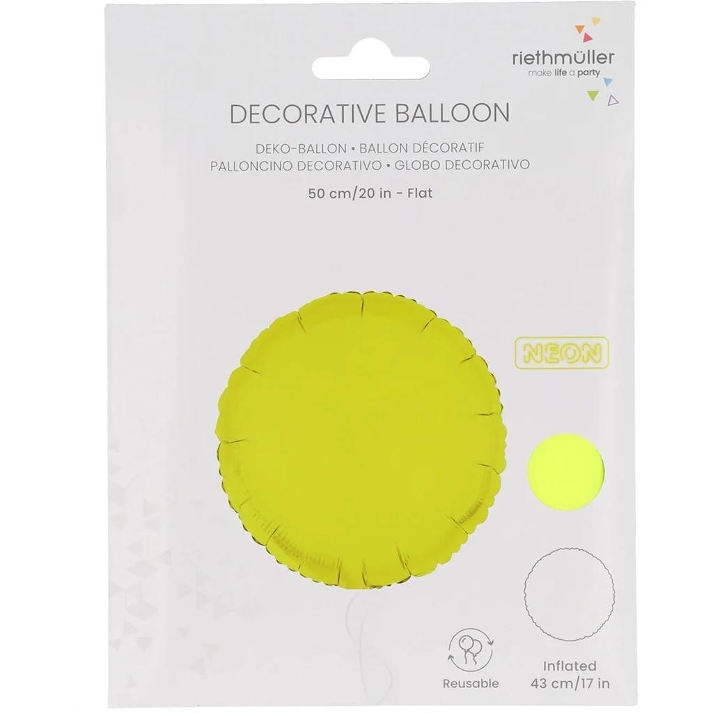 Folienballon Rund Neon Gelb 45cm