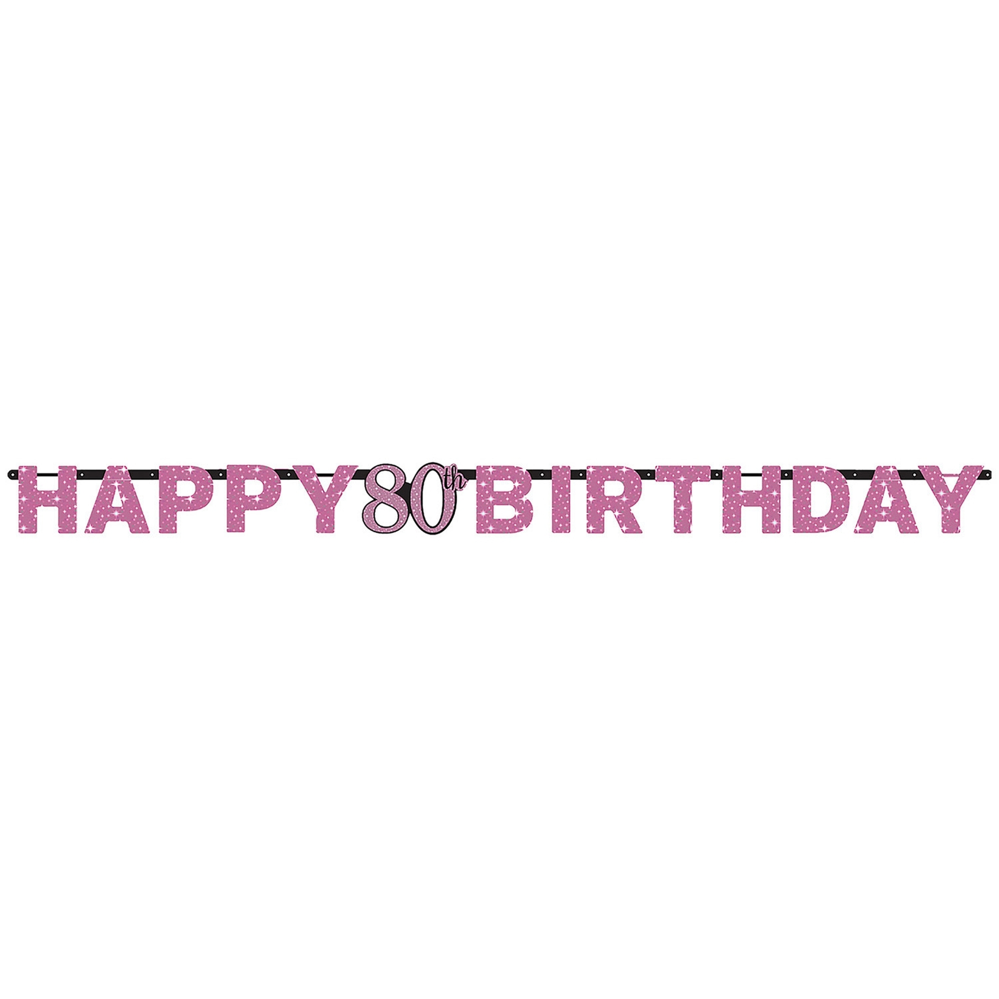 Sparkling Celebration Pink - Happy Birthday 80 Holo Girlande