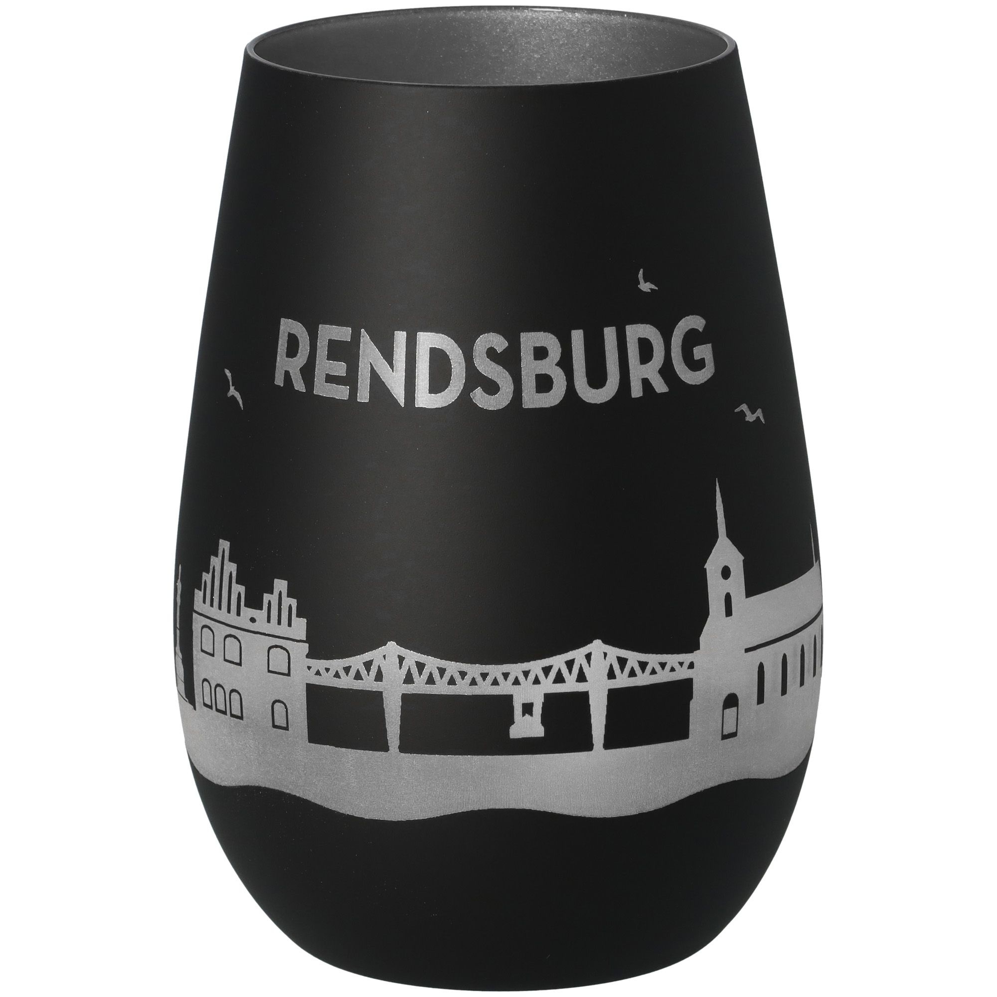 Windlicht Skyline Rendsburg Schwarz/Silber Krug, Töpferei, Vase, Glas
