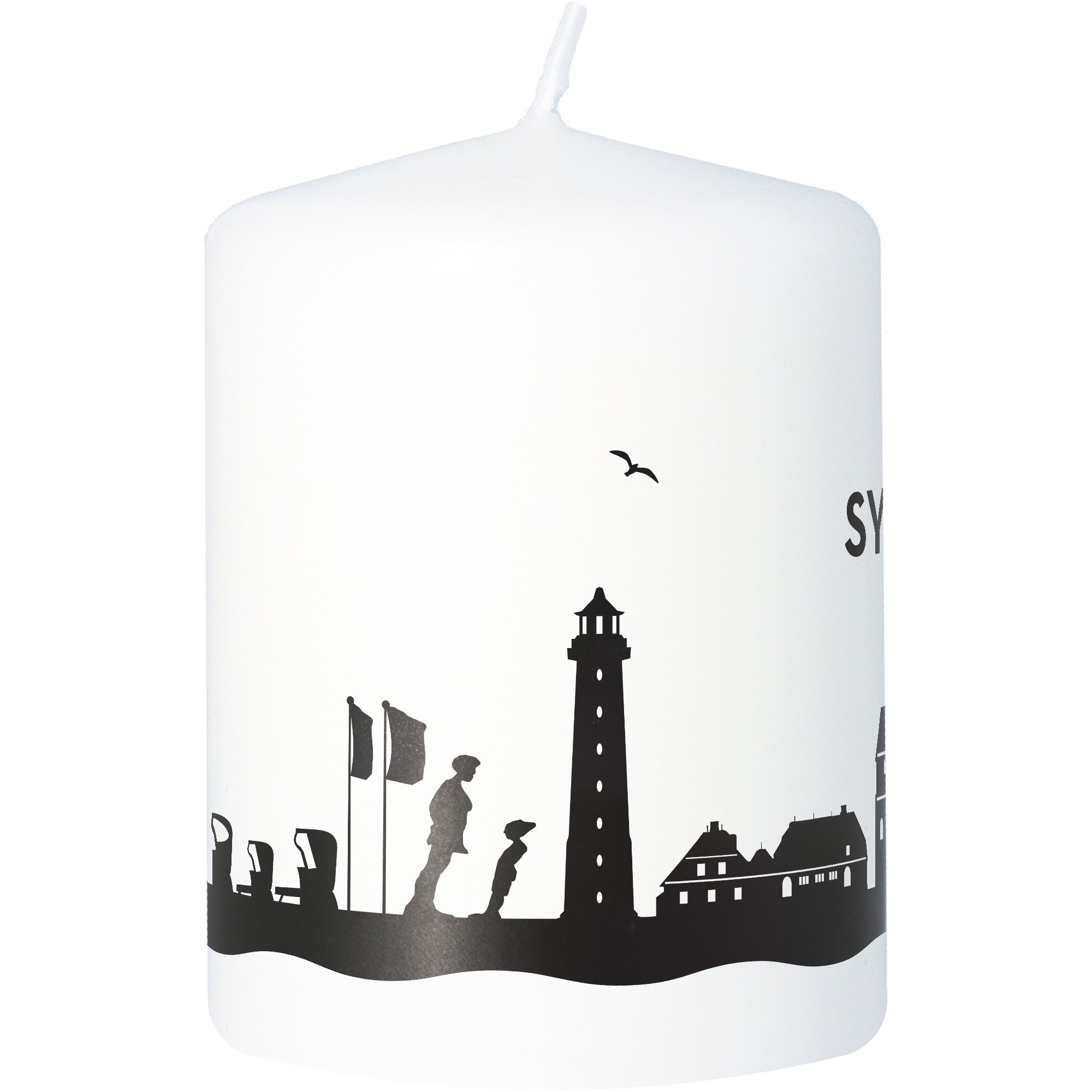 Stumpenkerze Skyline Sylt Weiß Stumpenkerze Skyline Sylt Weiß