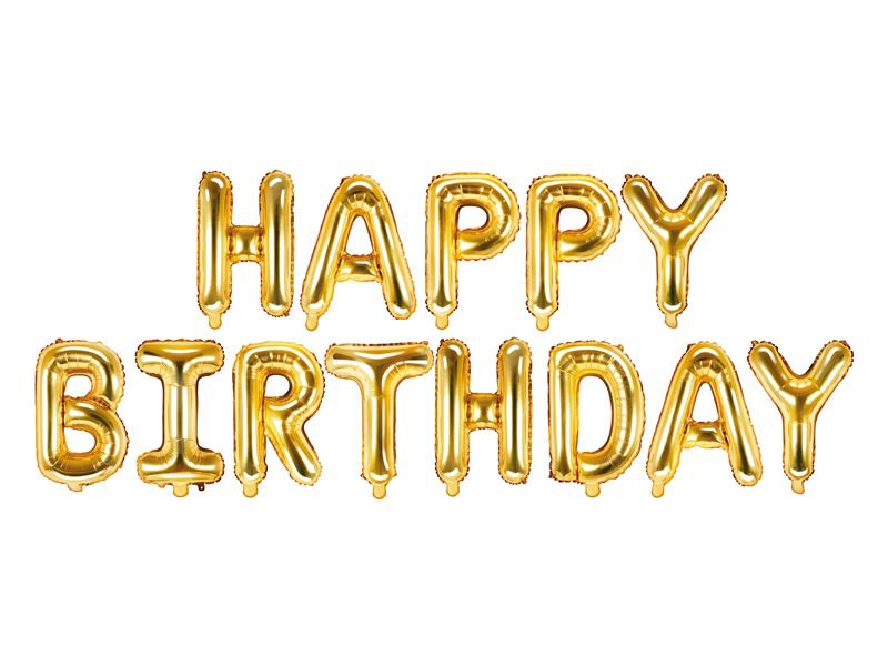 Ballongirlande "Happy Birthday", Gold