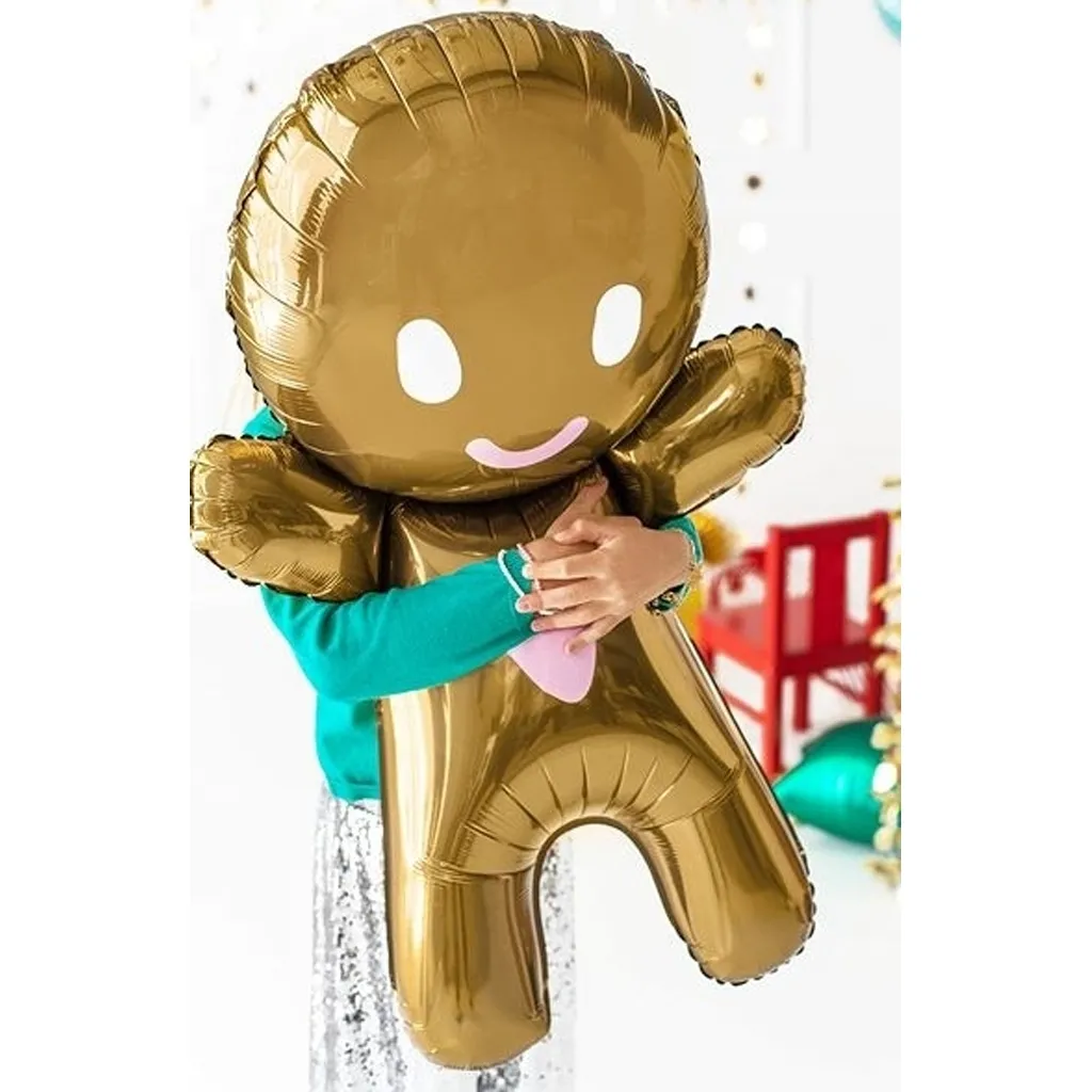 balloon, foil balloon, Gingerbread man shape, gold color, party decoration