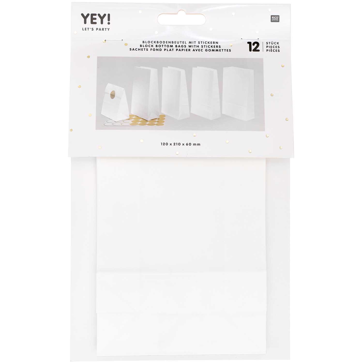 Geschenktüten mit Blockboden weiß klein - 12 Stück Geschenktüten mit Blockboden weiß klein - 12 Stück