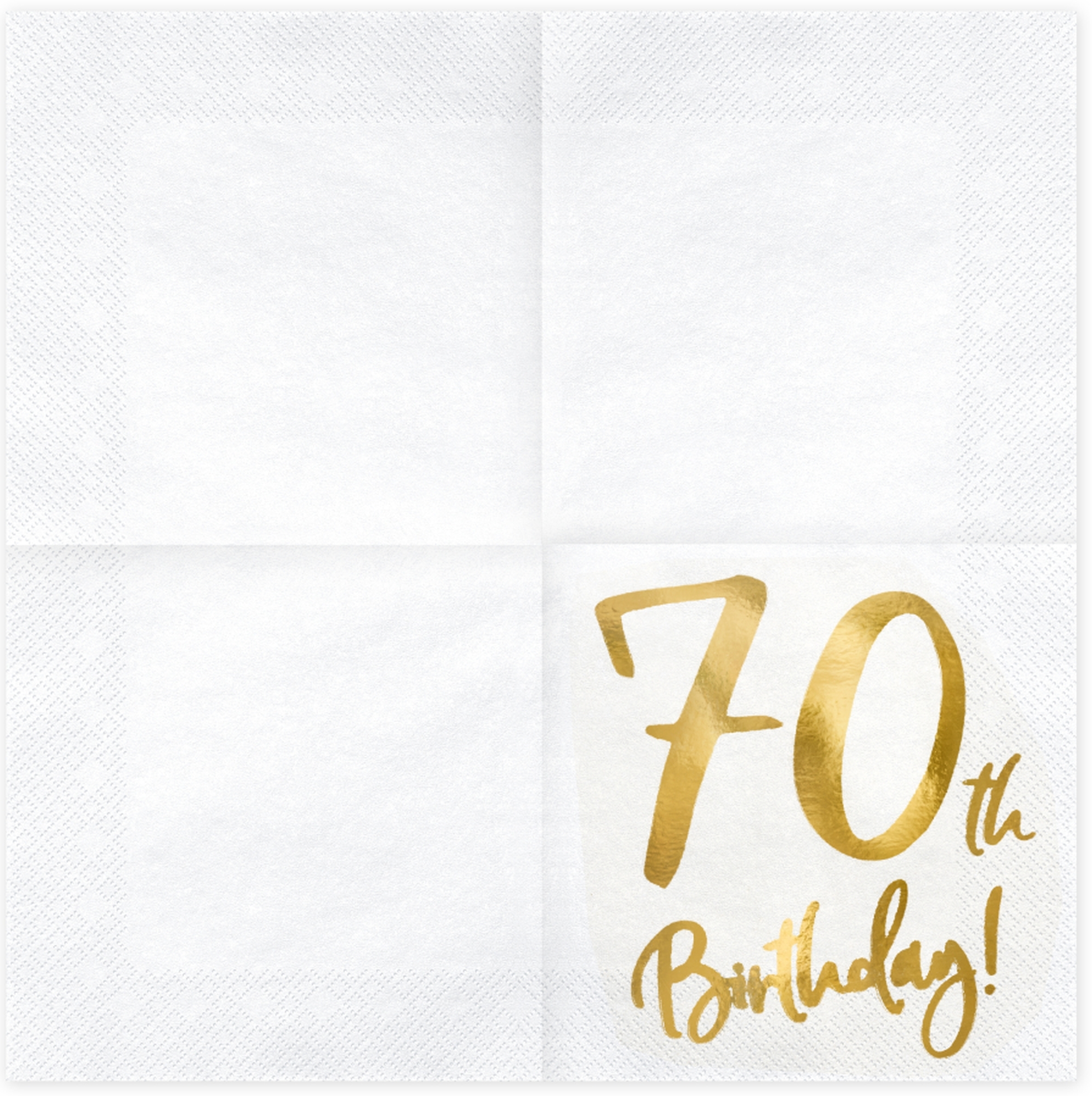 20 Servietten - 70th Birthday - Weiß / Gold
