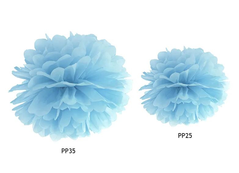 Pompom aus Papier - groß, Hellblau